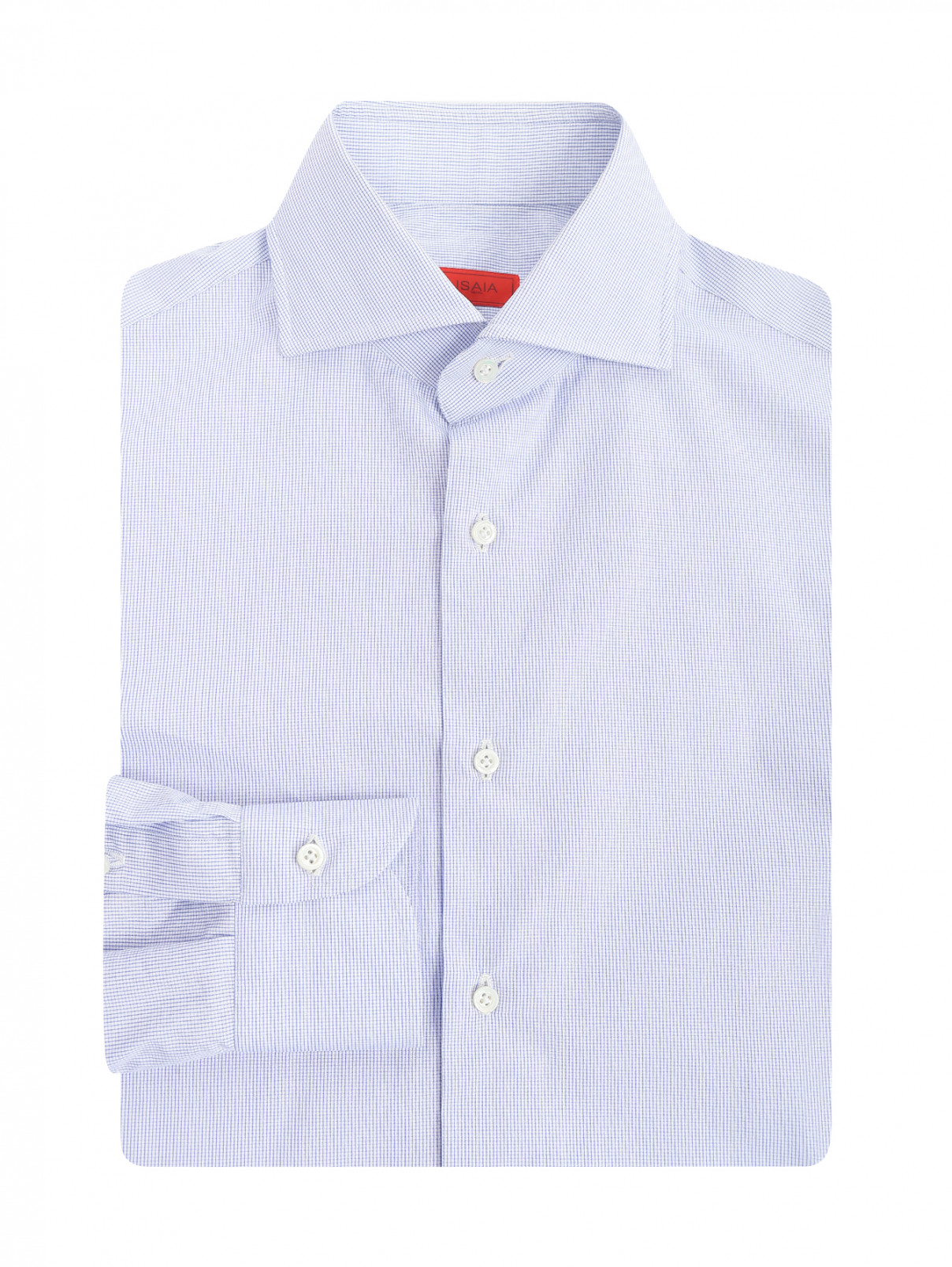 Рубашка из хлопка с узором Isaia  –  Общий вид  – Цвет:  Синий