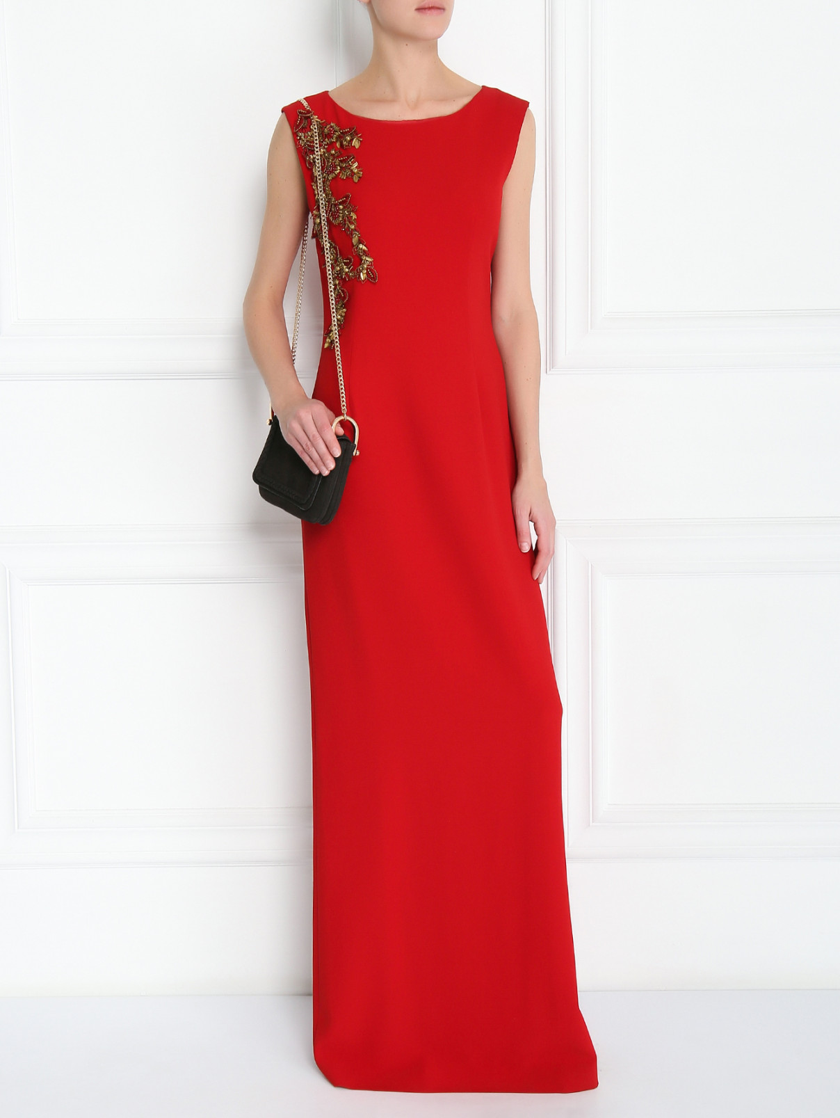 Платье-макси с декоративной отделкой Alberta Ferretti  –  Модель Общий вид  – Цвет:  Красный