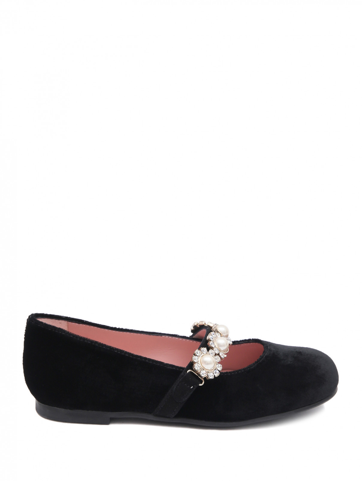 Туфли из бархата с камнями Pretty Ballerinas  –  Обтравка1  – Цвет:  Черный
