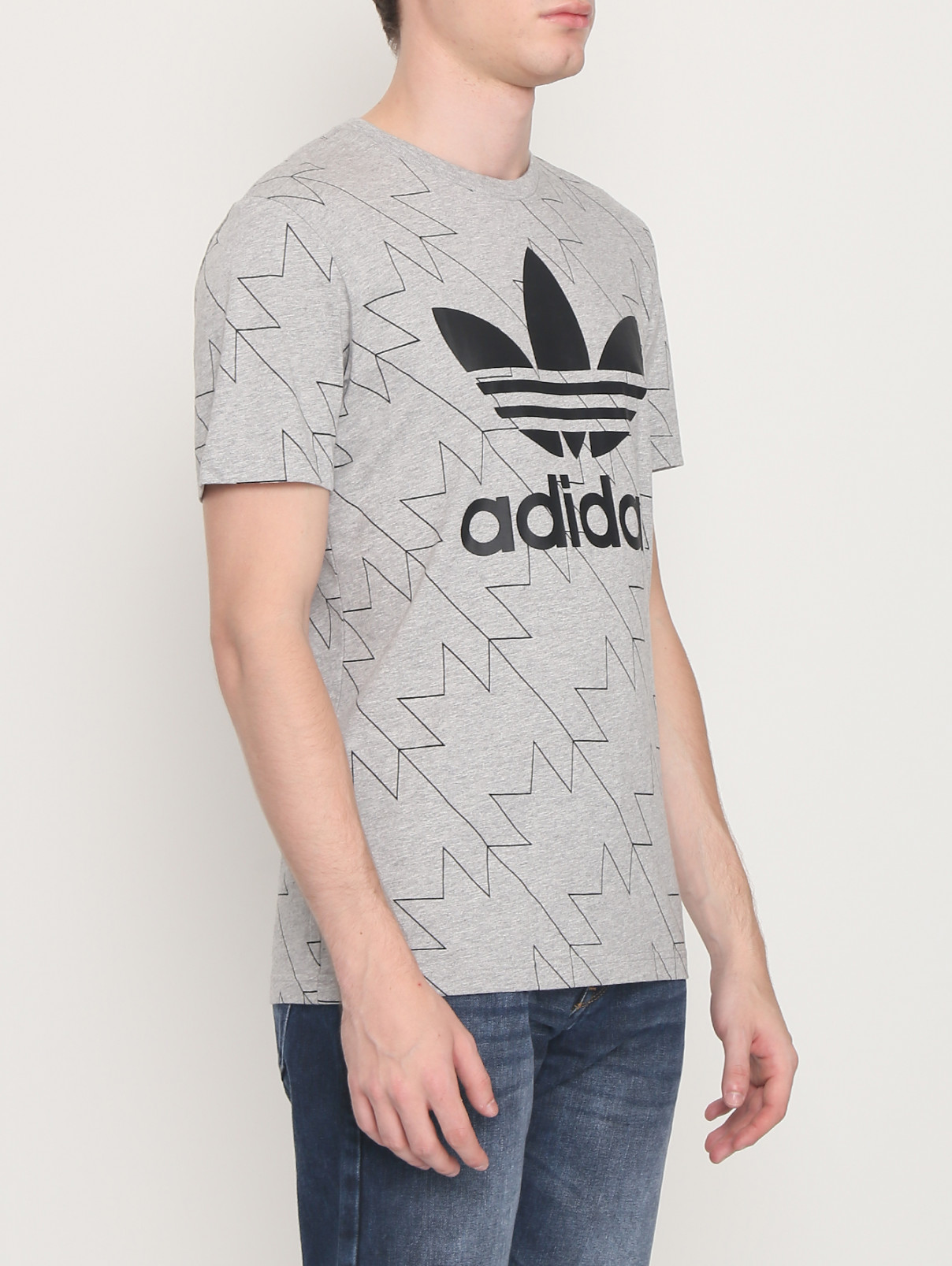 Футболка из хлопка с логотипом Adidas Originals  –  МодельВерхНиз
