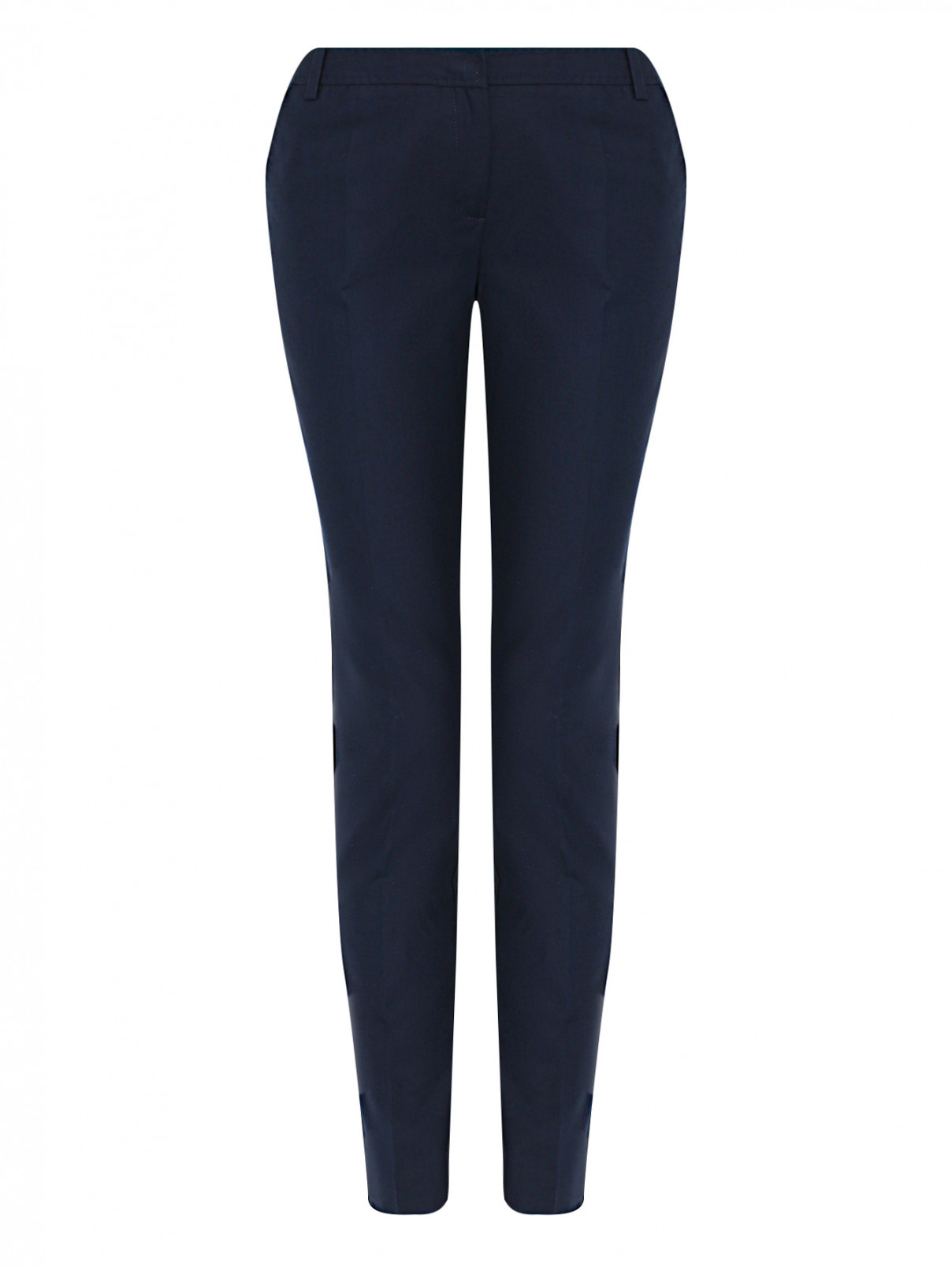 Укороченные брюки из хлопка с карманами Luisa Spagnoli  –  Общий вид  – Цвет:  Синий