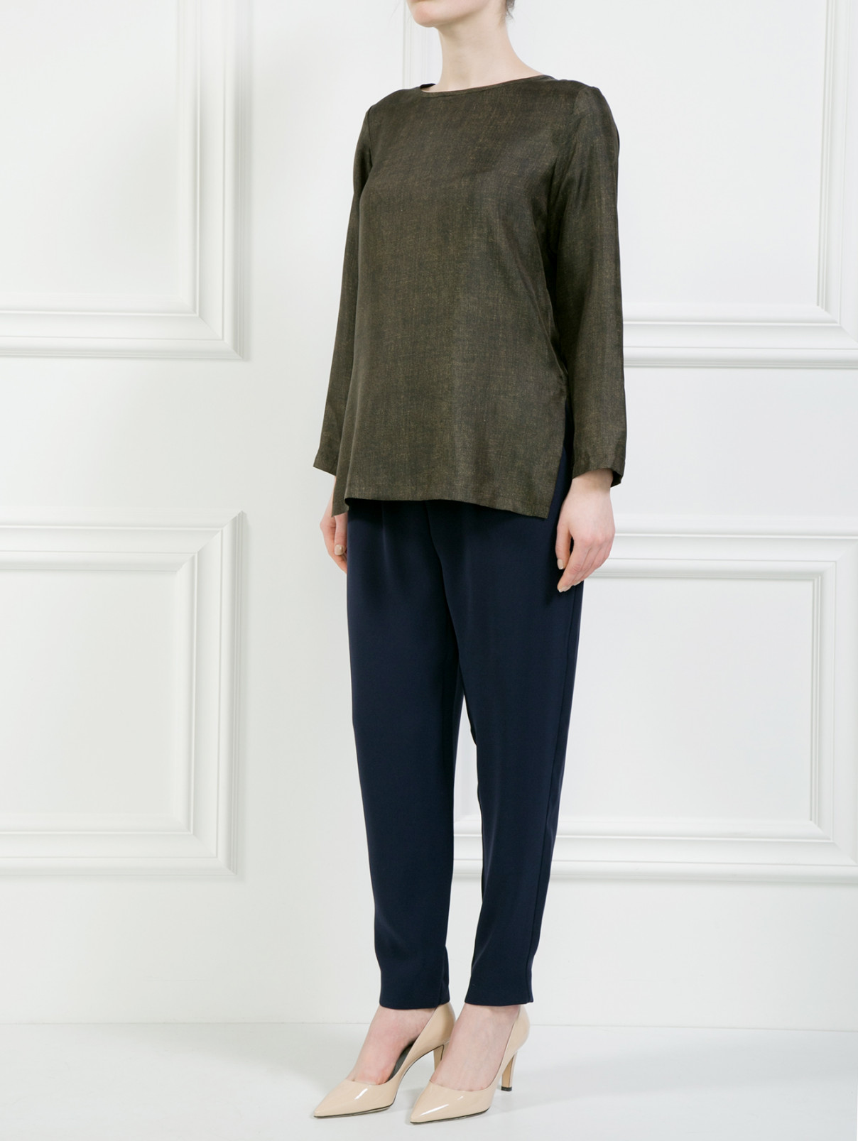 Шелковая блуза свободного кроя Max Mara  –  Модель Общий вид  – Цвет:  Зеленый