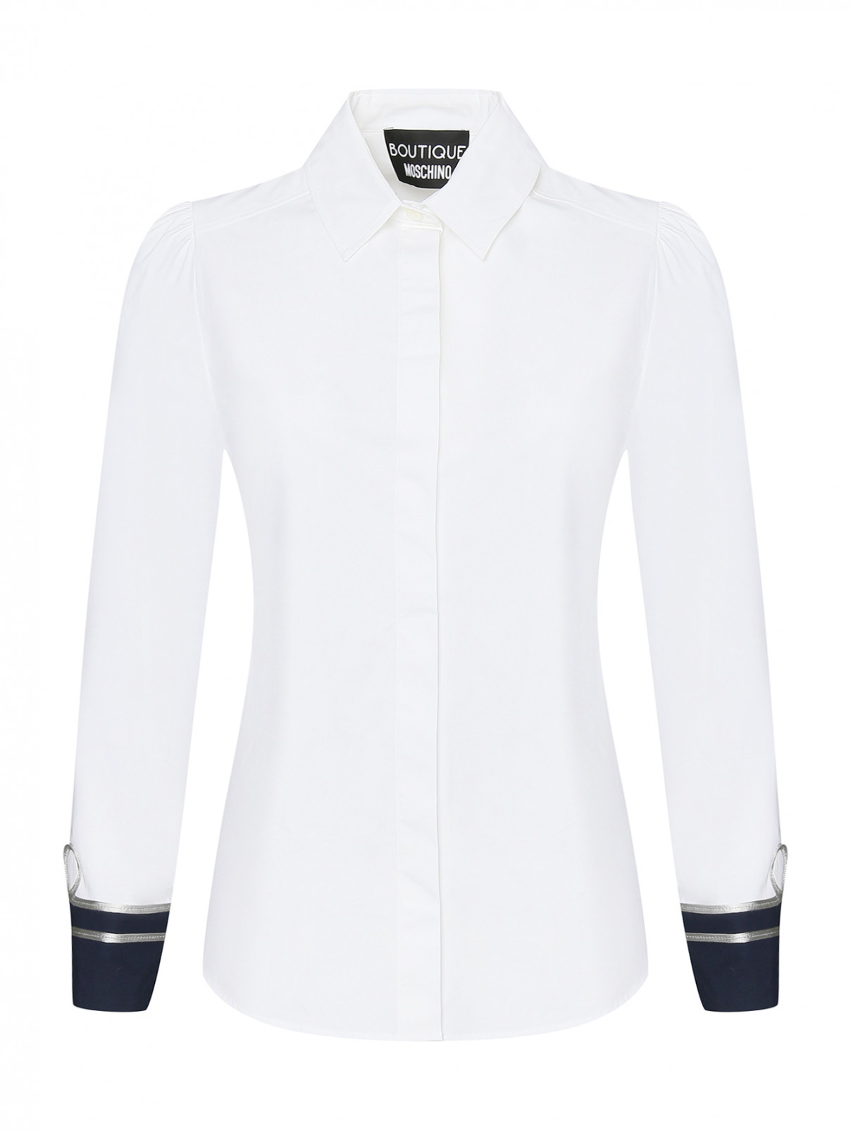 Блуза из хлопка с объемными карманами Moschino Boutique  –  Общий вид  – Цвет:  Белый