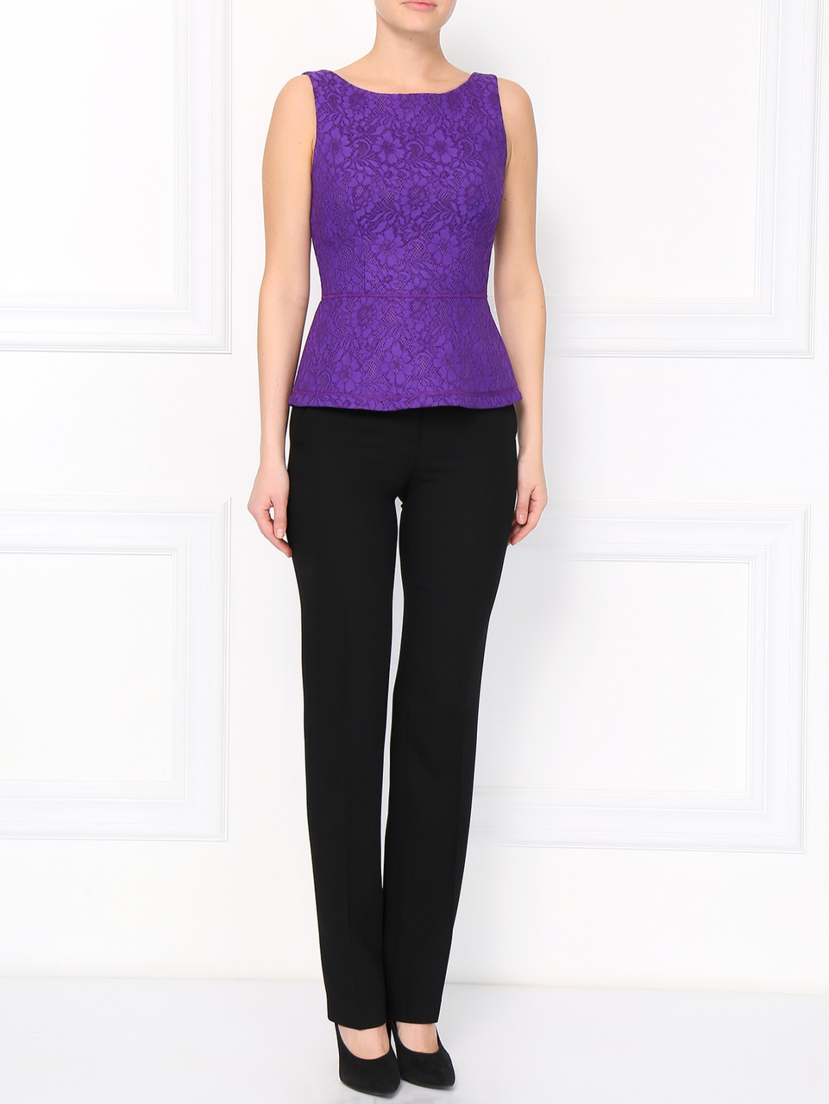 Зауженные брюки из шерсти Moschino Boutique  –  Модель Общий вид  – Цвет:  Черный