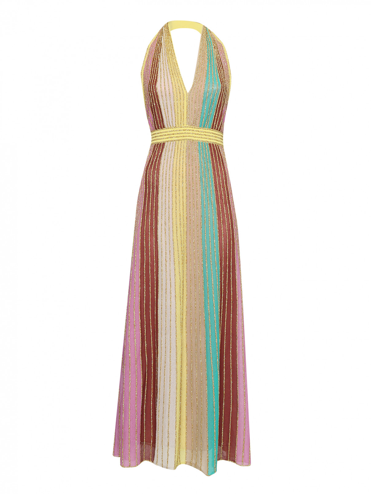 Трикотажное платье-макси с узором полоска M Missoni  –  Общий вид  – Цвет:  Мультиколор