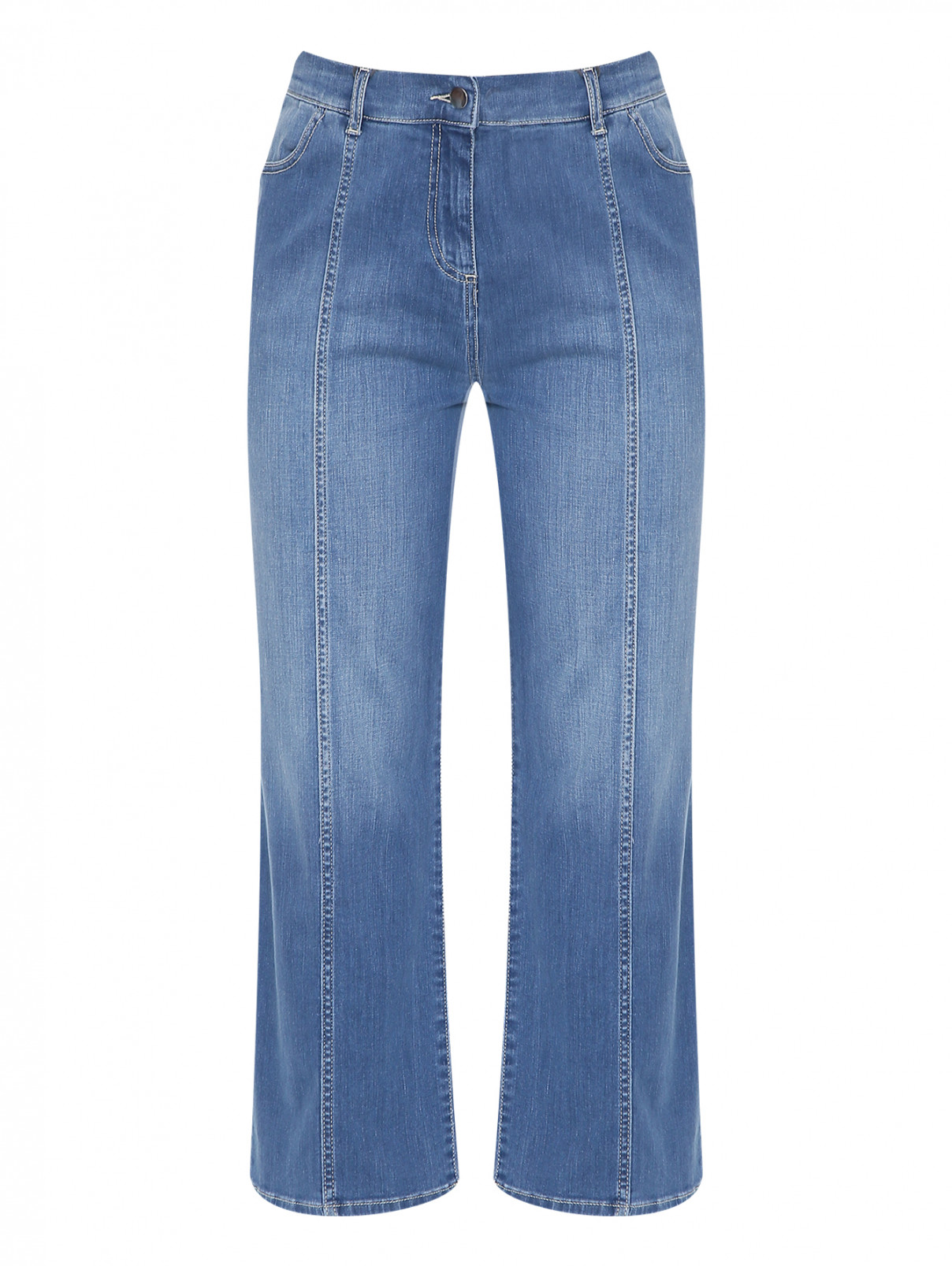 Укороченные джинсы прямого кроя Persona by Marina Rinaldi  –  Общий вид  – Цвет:  Синий