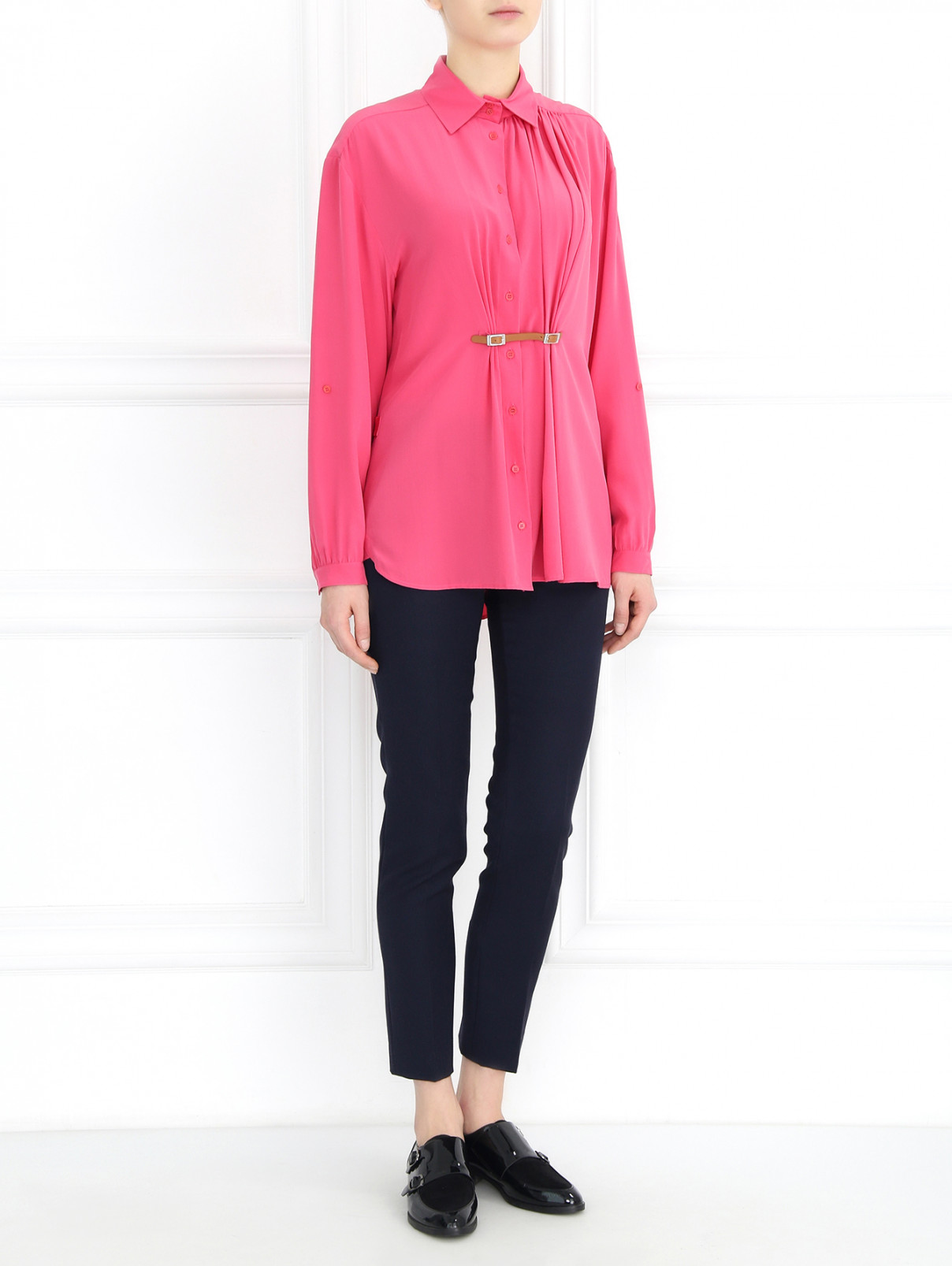 Удлиненная блуза из шелка Barbara Bui  –  Модель Общий вид  – Цвет:  Розовый