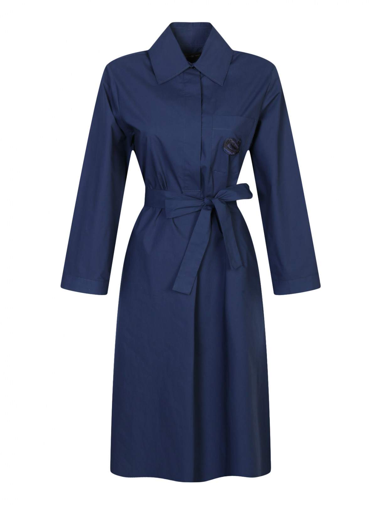 Платье из хлопка с боковыми карманами Etro  –  Общий вид  – Цвет:  Синий