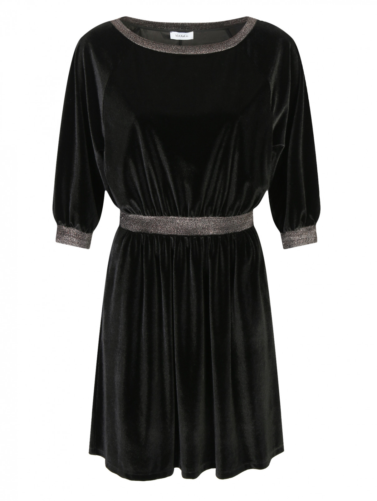 Бархатное платье с рукавами 3/4 Max&Co  –  Общий вид  – Цвет:  Черный