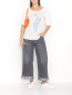 Укороченные джинсы с бахромой Marina Rinaldi  –  МодельОбщийВид