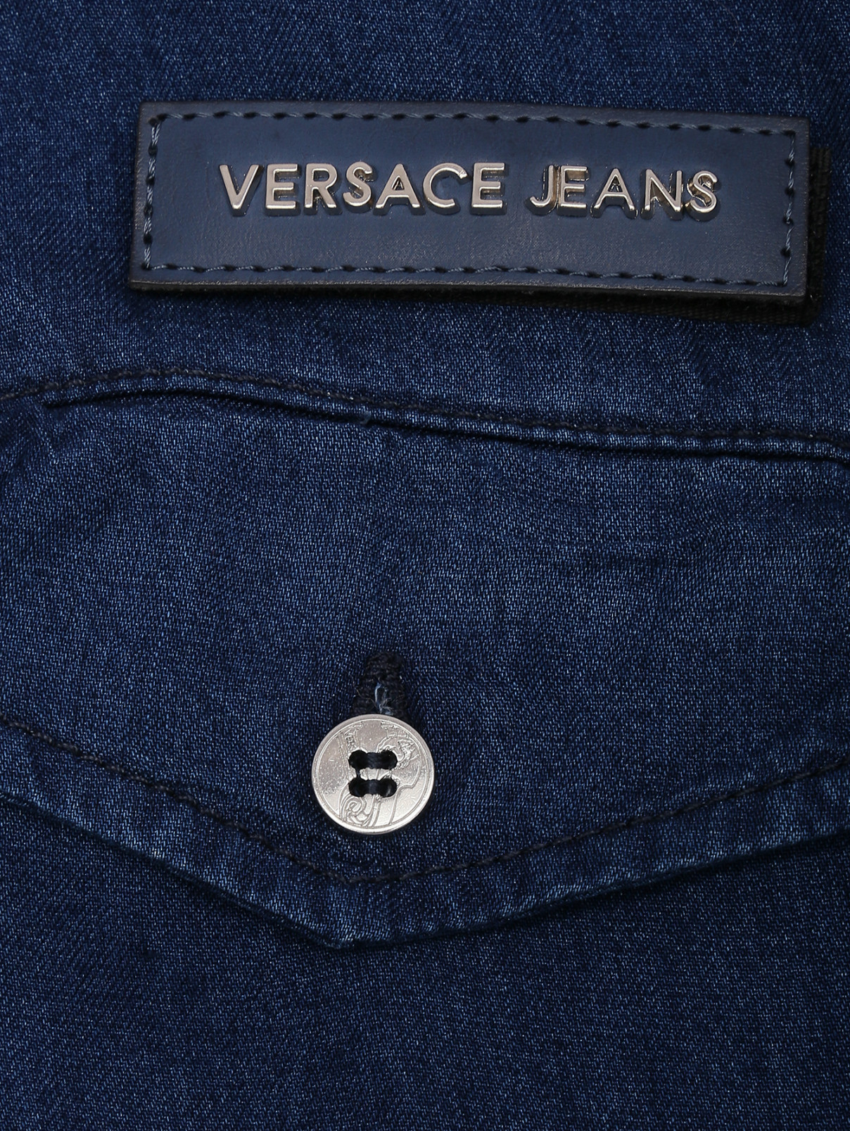 Платье свободного кроя с карманами Versace Jeans  –  Деталь1  – Цвет:  Синий