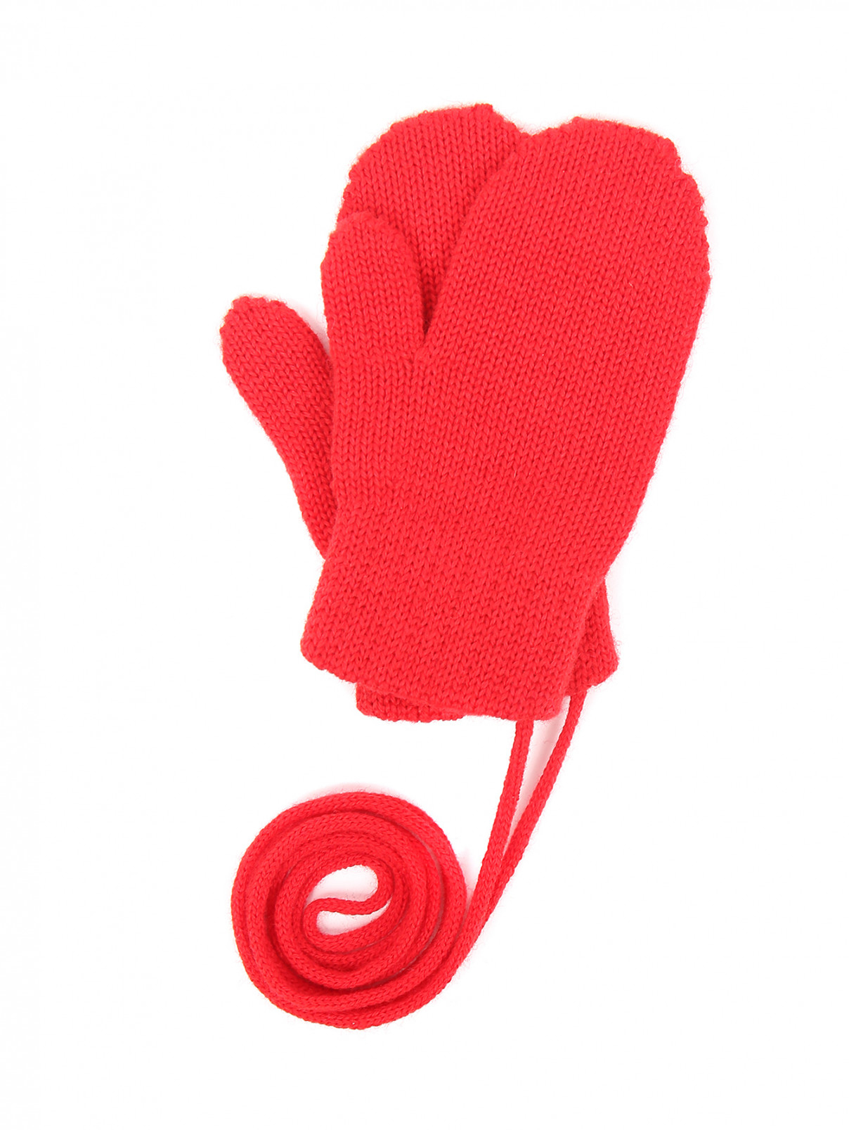 Варежки трикотажные из шерсти на резинке Catya  –  Общий вид  – Цвет:  Красный