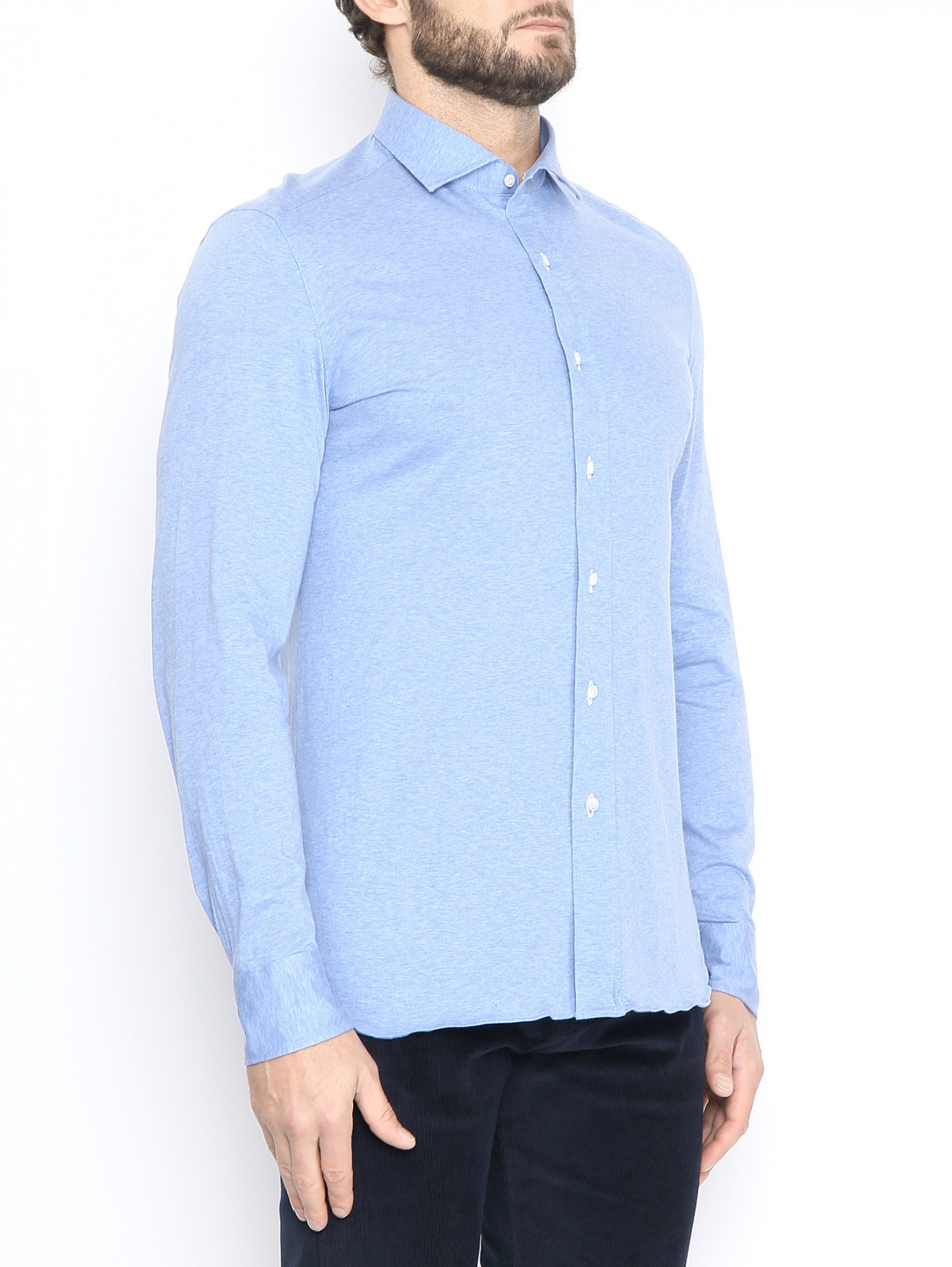 Рубашка из хлопка Giampaolo  –  МодельВерхНиз  – Цвет:  Синий