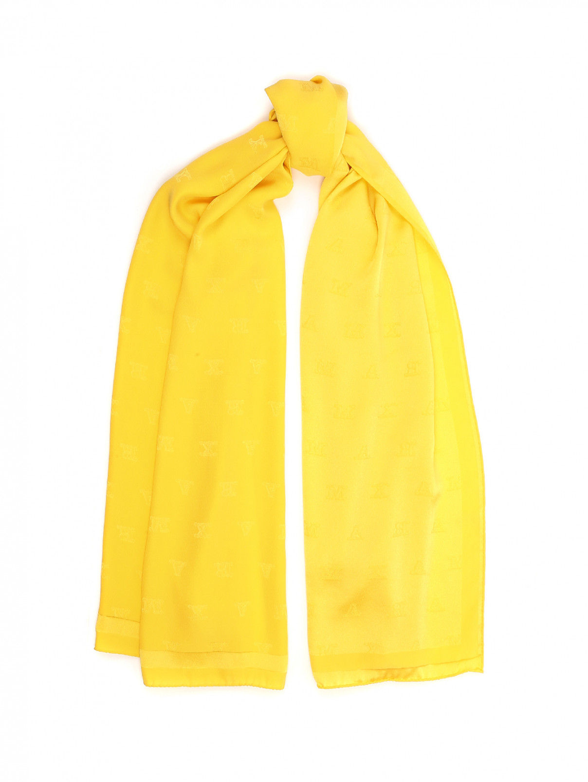 Платок шелковый с узором Max Mara  –  Общий вид  – Цвет:  Желтый