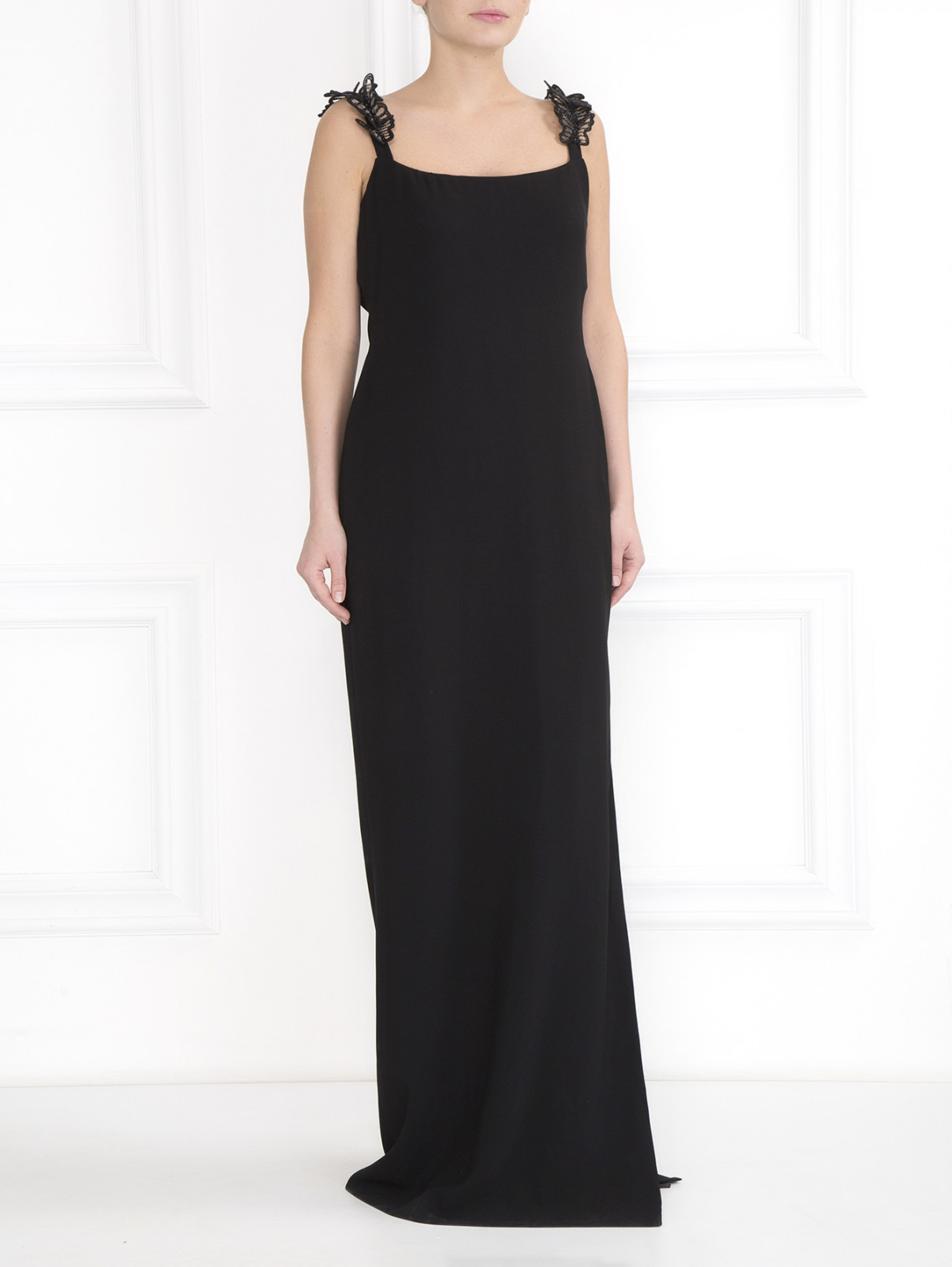 Платье-макси с корсетом Valentino  –  Модель Общий вид  – Цвет:  Черный
