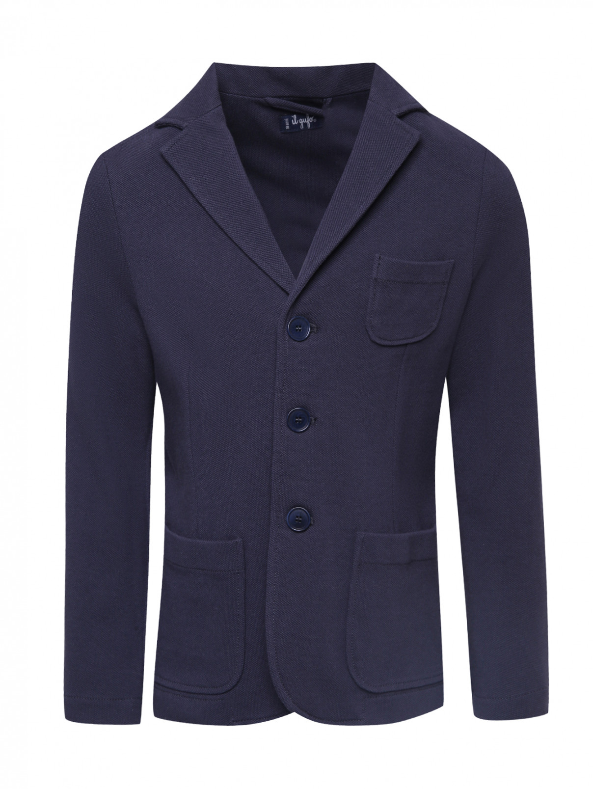 Трикотажный пиджак из хлопка Il Gufo  –  Общий вид  – Цвет:  Синий
