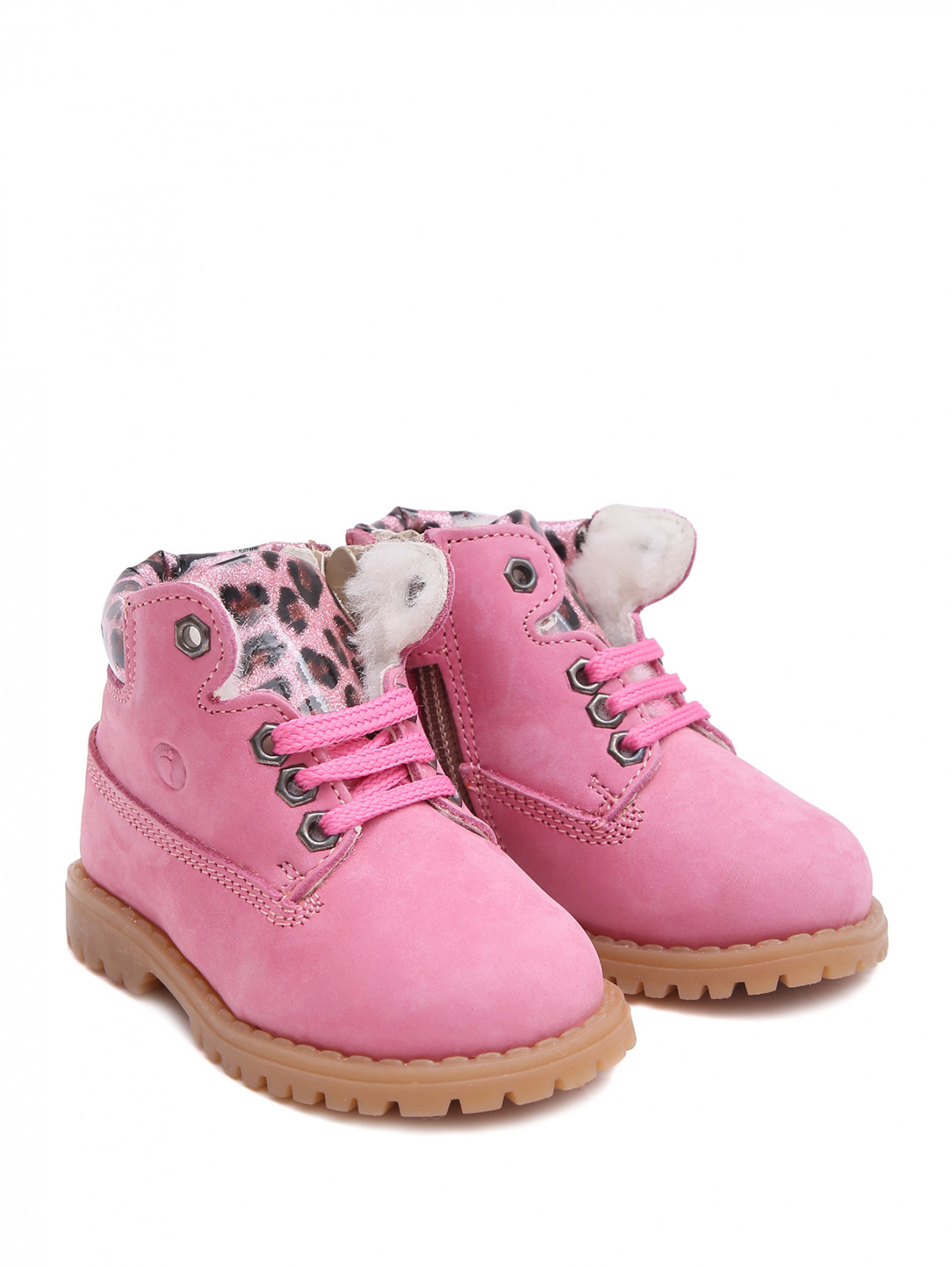 Замшевые утепленные ботинки Walkey  –  Общий вид  – Цвет:  Розовый