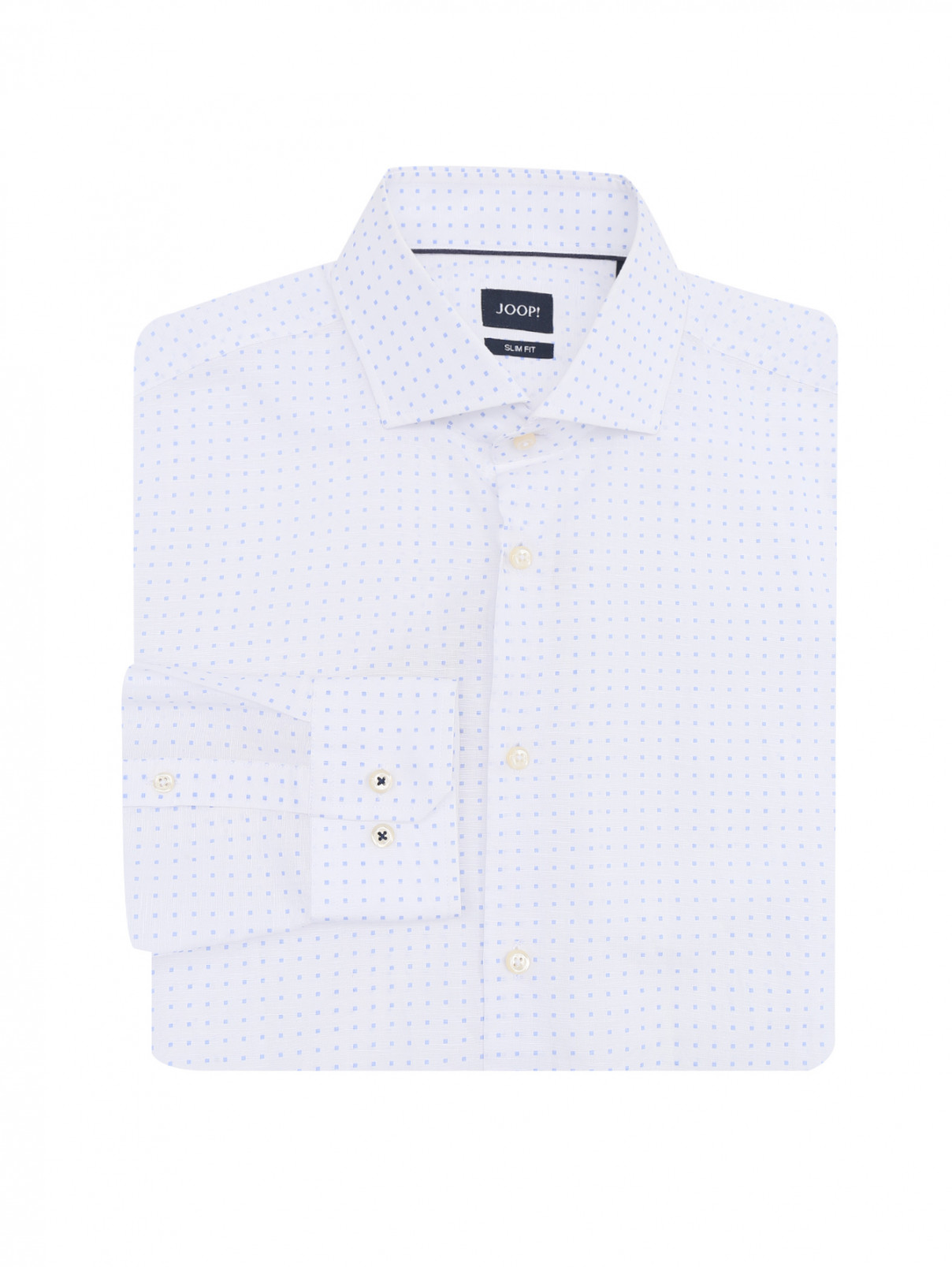 Рубашка из хлопка и льна с узором Joop  –  Общий вид  – Цвет:  Белый
