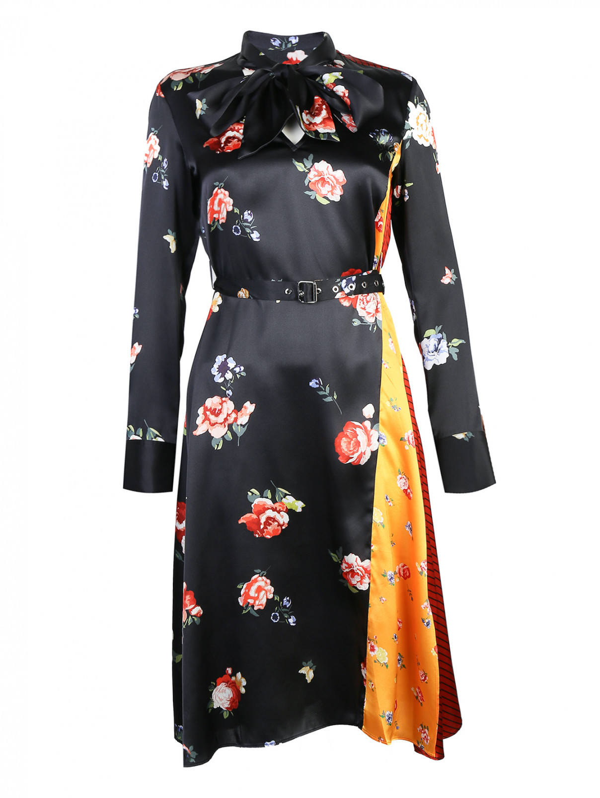 Платье-миди из шелка с узором Edition10  –  Общий вид  – Цвет:  Узор