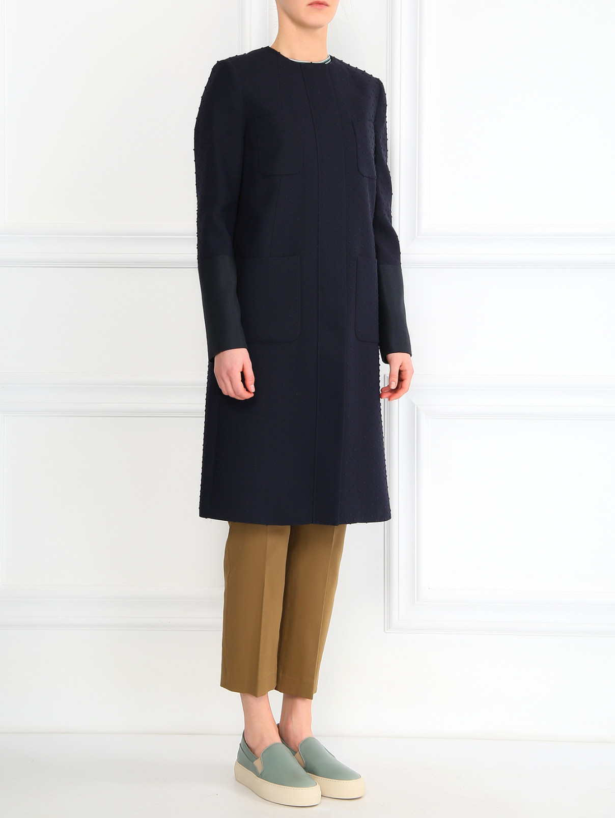 Пальто прямого фасона с боковыми карманами Paul Smith  –  Модель Общий вид  – Цвет:  Синий