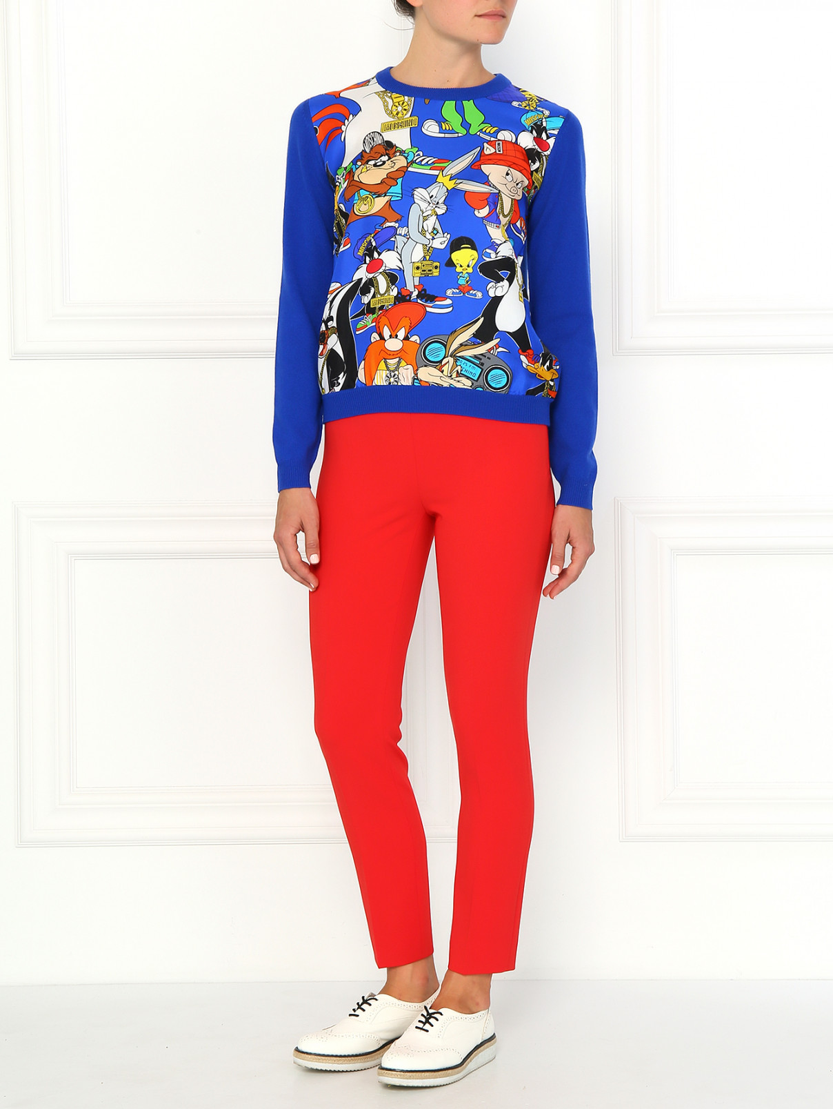 Зауженные брюки с высокой посадкой Moschino Couture  –  Модель Общий вид  – Цвет:  Красный