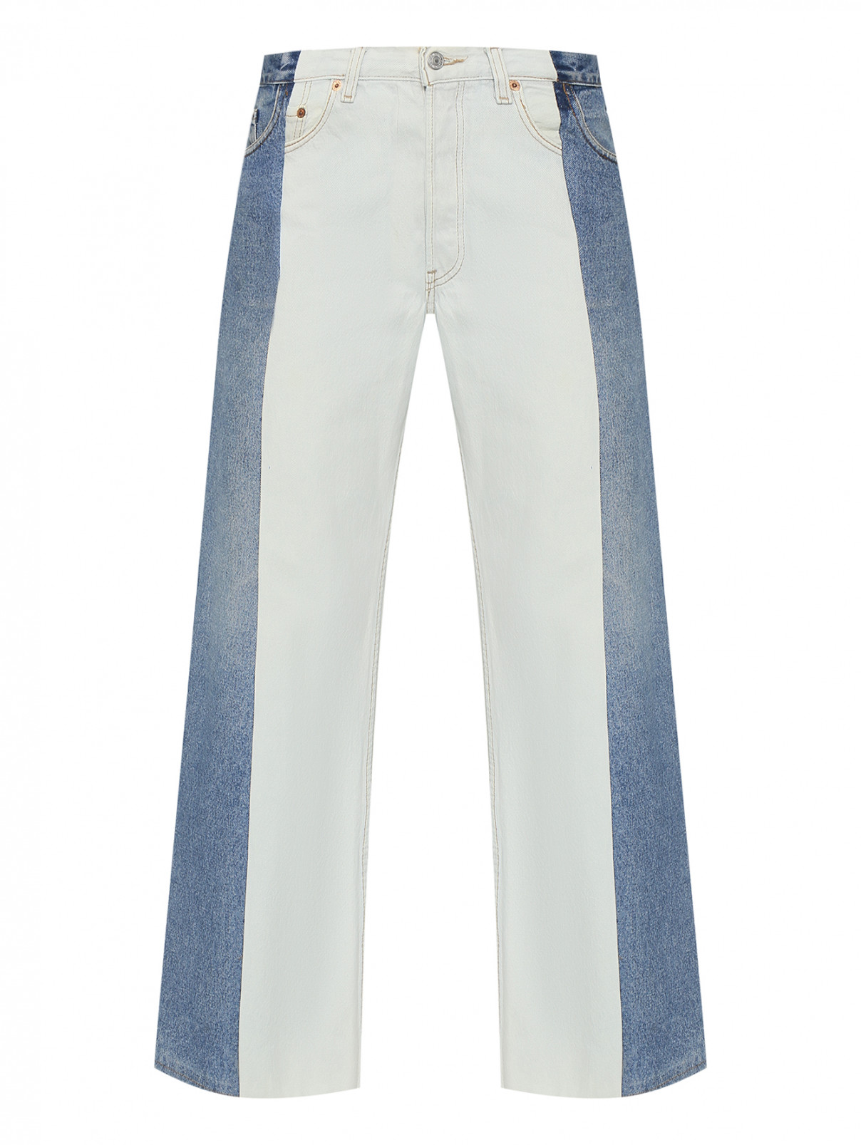 Комбинированные джинсы из голубого и синего денима Ombra  –  Общий вид  – Цвет:  Синий