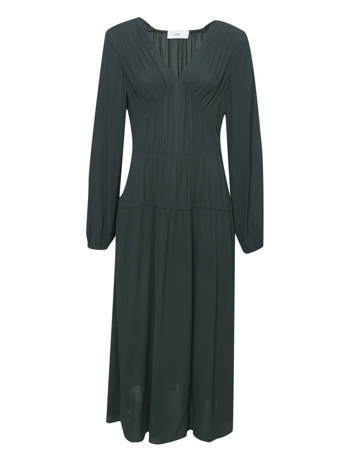 Платье-миди с V-образным вырезом CLOSED  –  Общий вид  – Цвет:  Зеленый