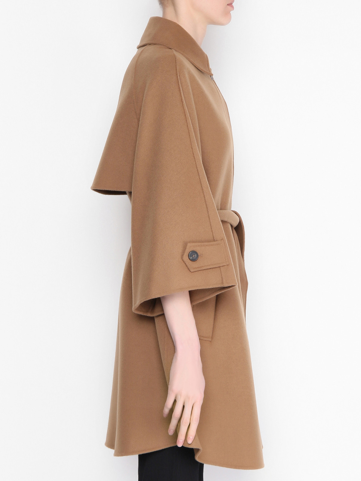 Пальто из смешанной шерсти с поясом Weekend Max Mara  –  МодельВерхНиз2  – Цвет:  Коричневый