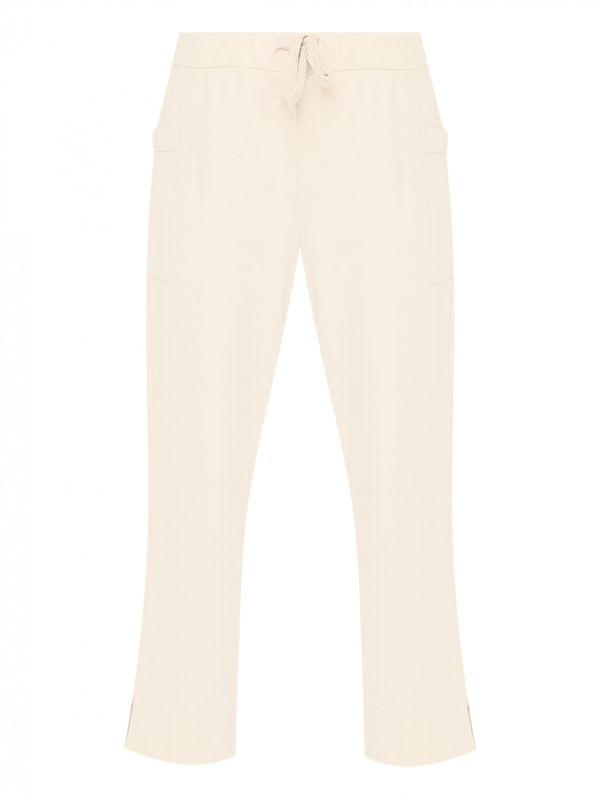 Трикотажные брюки с накладными карманами Alpha Studio  –  Общий вид  – Цвет:  Бежевый
