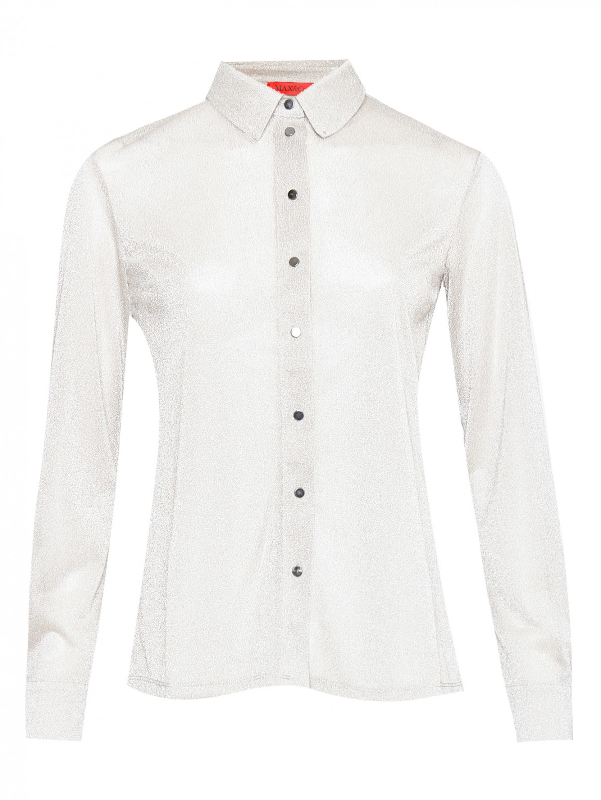 Блуза свободного кроя с люрексом Max&Co  –  Общий вид  – Цвет:  Серый