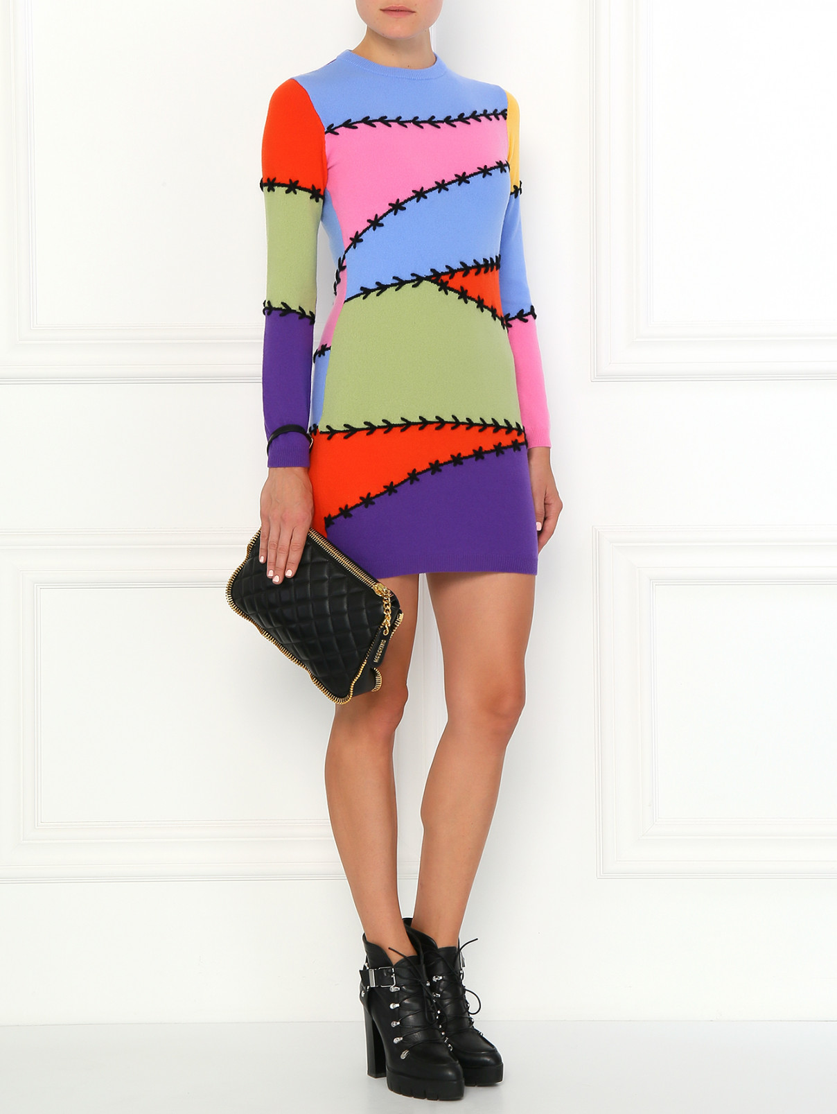 Платье из смешанной шерсти с узором Moschino Couture  –  Модель Общий вид  – Цвет:  Узор