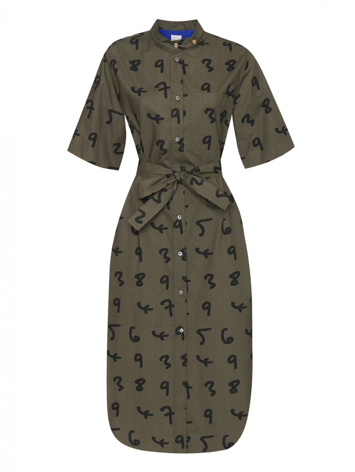 Платье-миди из хлопка с узором Paul Smith  –  Общий вид  – Цвет:  Зеленый