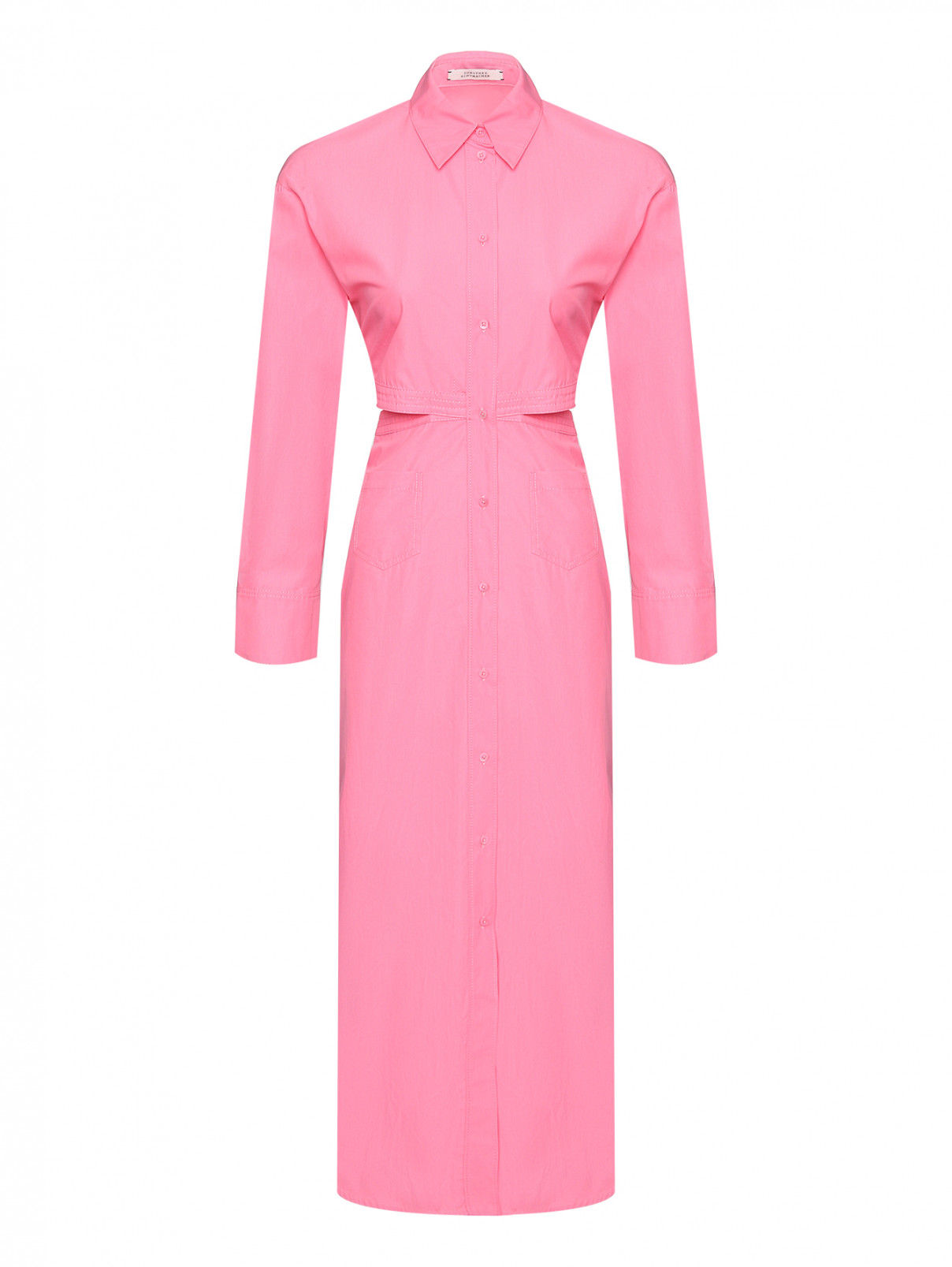 Платье из хлопка с разрезами Dorothee Schumacher  –  Общий вид  – Цвет:  Розовый