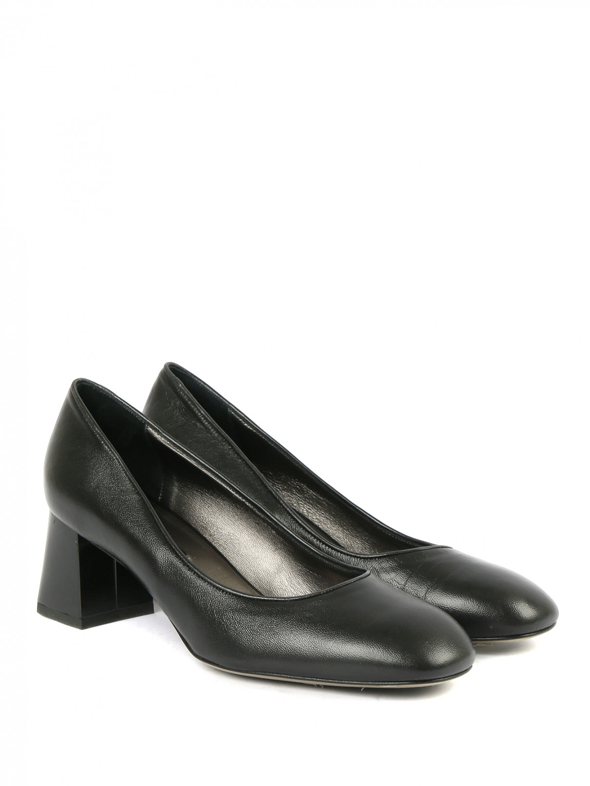 Туфли из кожи на устойчивом каблуке Marina Rinaldi  –  Общий вид  – Цвет:  Черный