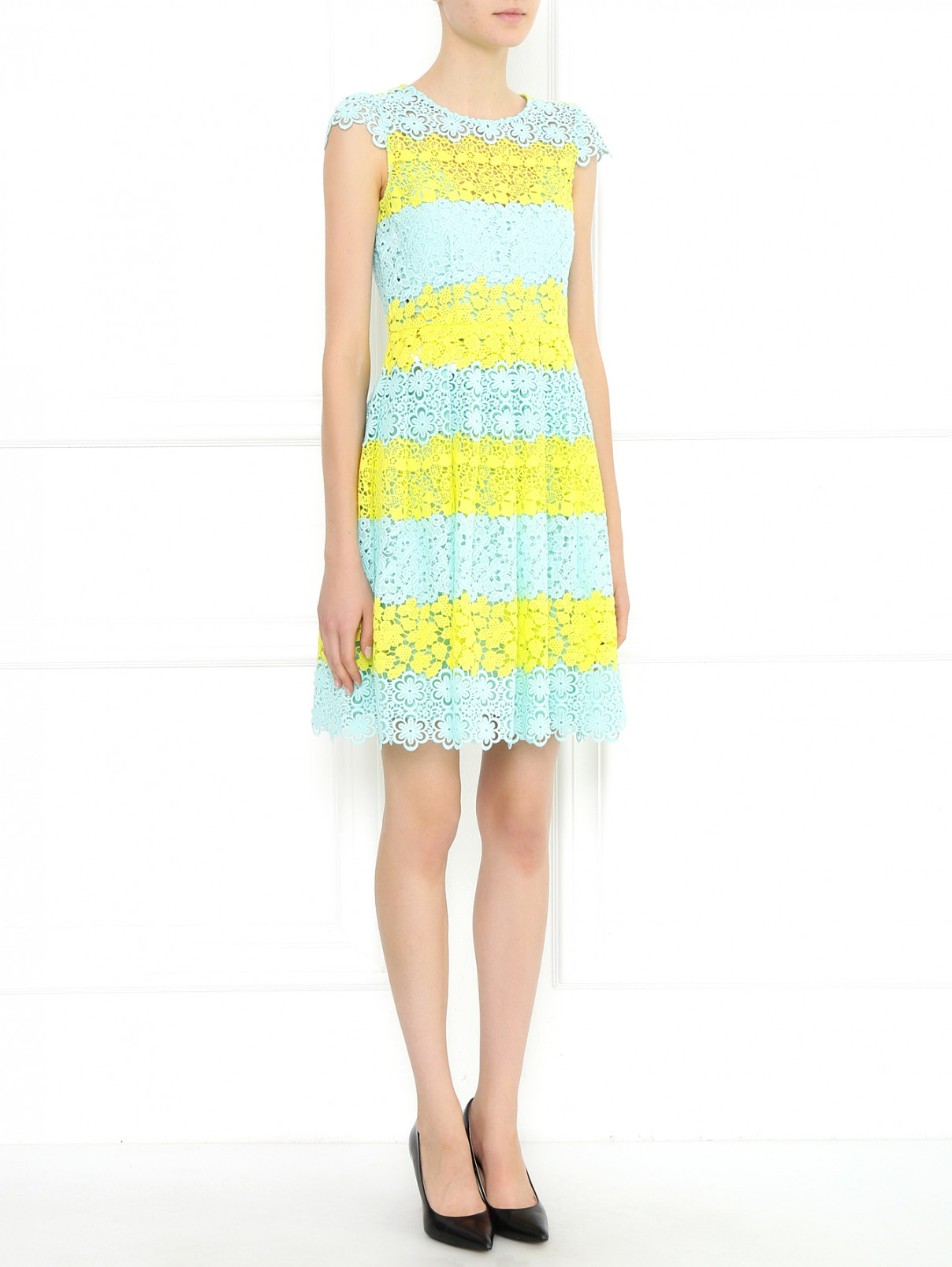 Платье-миди с кружевной отделкой Moschino Couture  –  Модель Общий вид  – Цвет:  Мультиколор