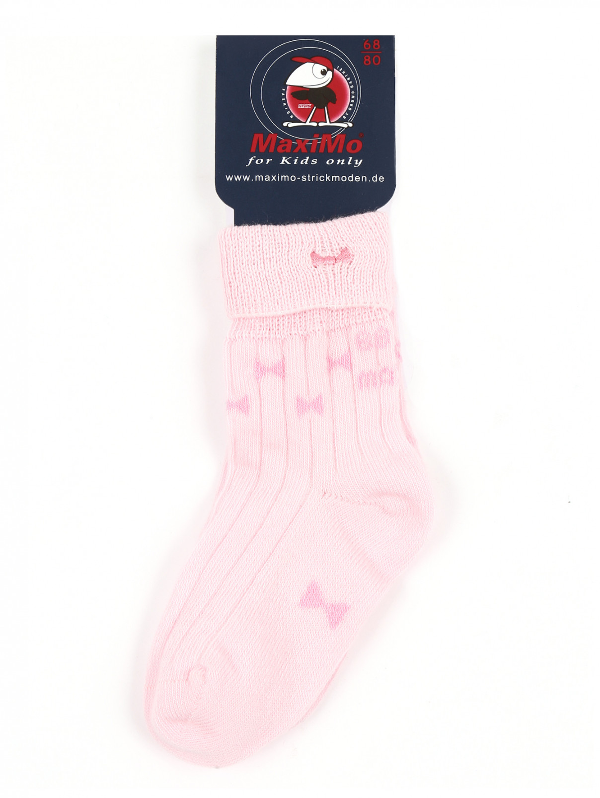 Носки из хлопка с принтом и вышивкой Maximo  –  Общий вид  – Цвет:  Розовый