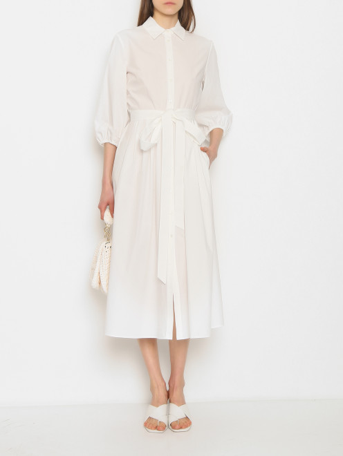 Однотонное платье-миди из хлопка Weekend Max Mara - МодельОбщийВид
