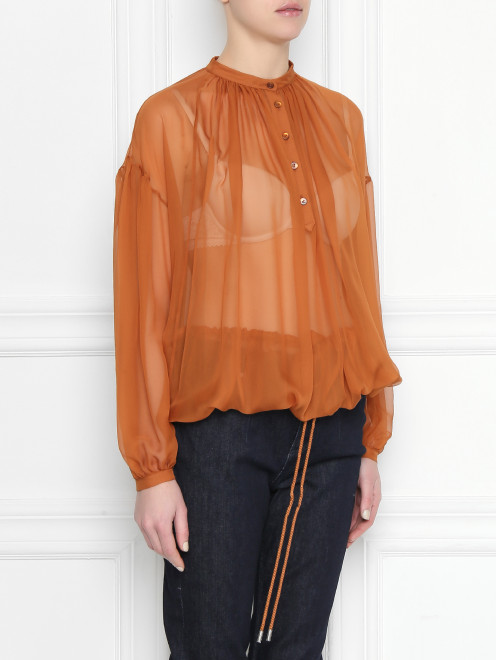Блуза из шелка, со сборкой Alberta Ferretti - МодельВерхНиз