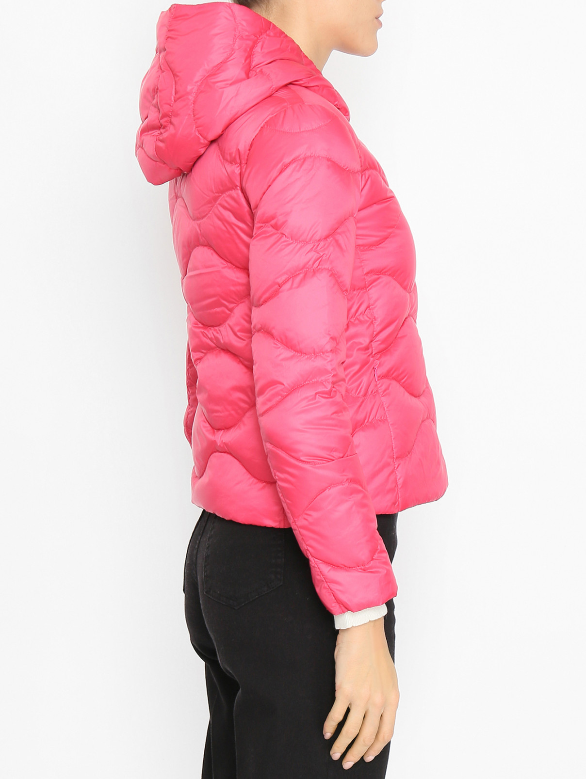 Куртка однотонная на кнопках с капюшоном Max&Co  –  МодельВерхНиз2  – Цвет:  Розовый