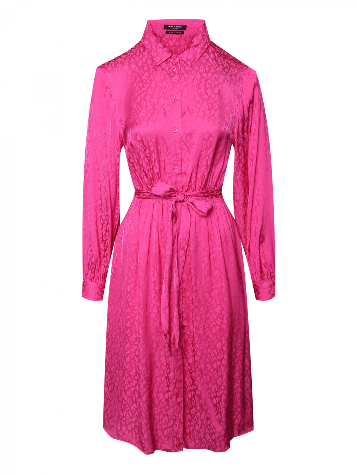 Платье-миди с поясом Scotch & Soda  –  Общий вид  – Цвет:  Розовый