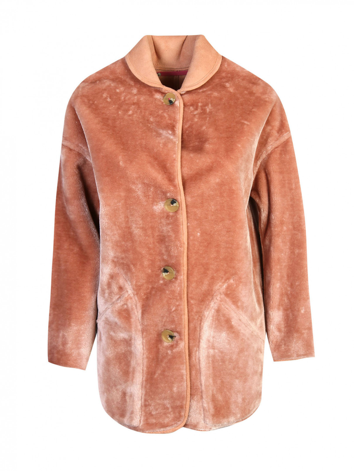 Пальто однобортное прямого силуэта на пуговицах Paul Smith  –  Общий вид  – Цвет:  Розовый