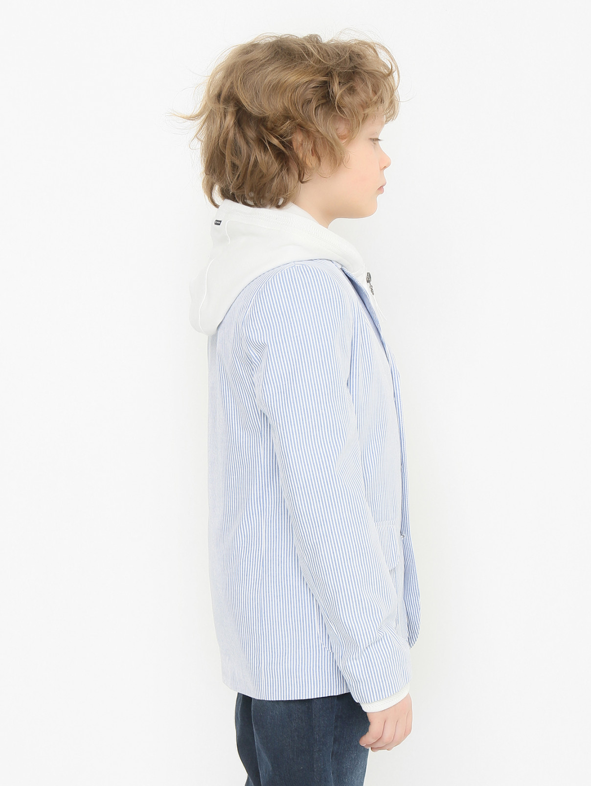 Пиджак в полоску с капюшоном Lapin House  –  МодельВерхНиз2  – Цвет:  Узор