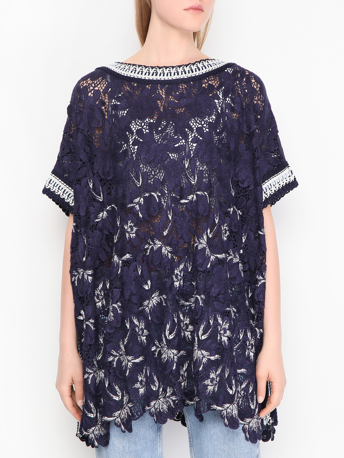 Вязаная туника с узором Ermanno Scervino  –  МодельВерхНиз  – Цвет:  Синий