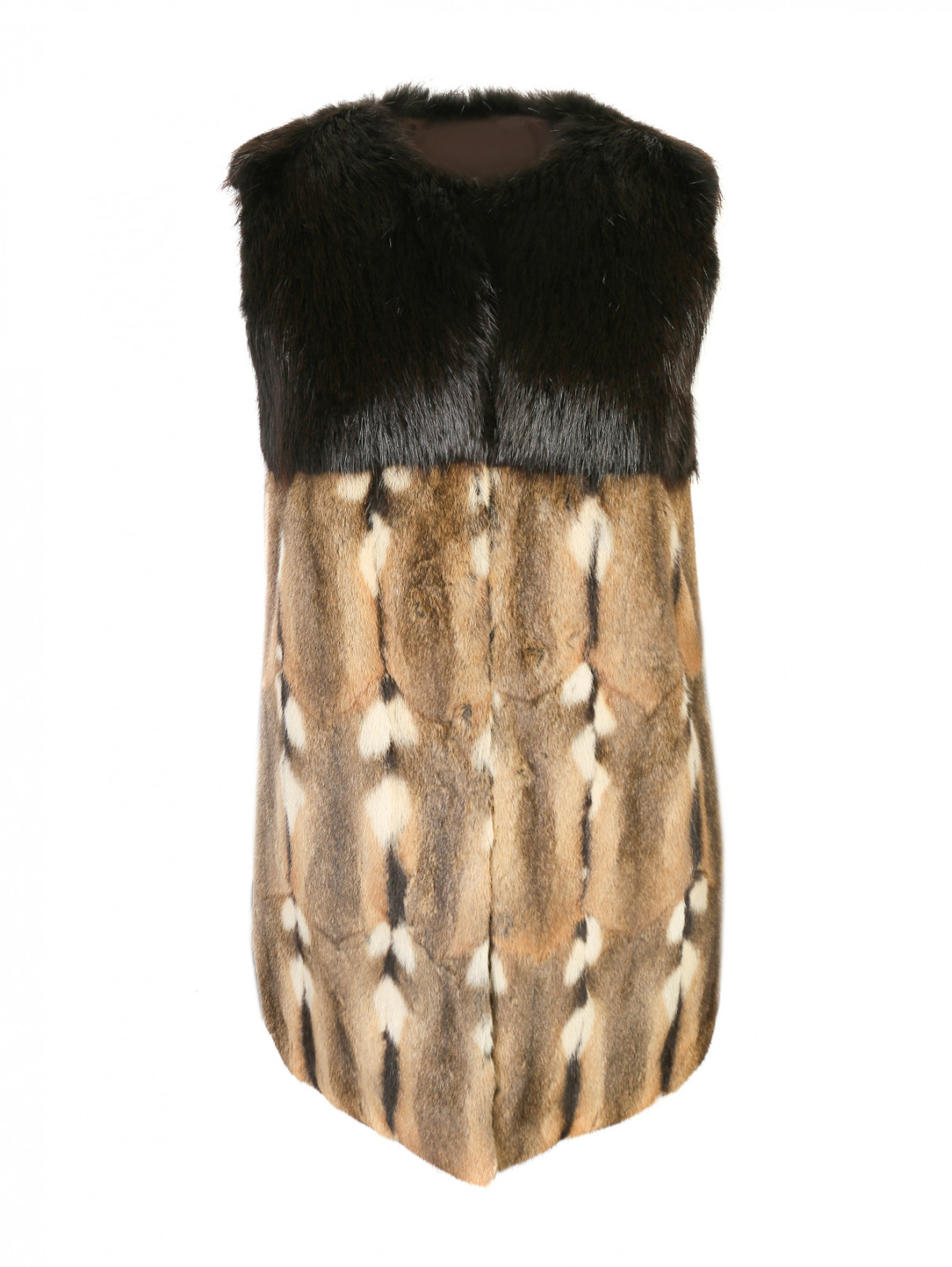 Утепленный жилет из меха Moncler  –  Общий вид  – Цвет:  Коричневый