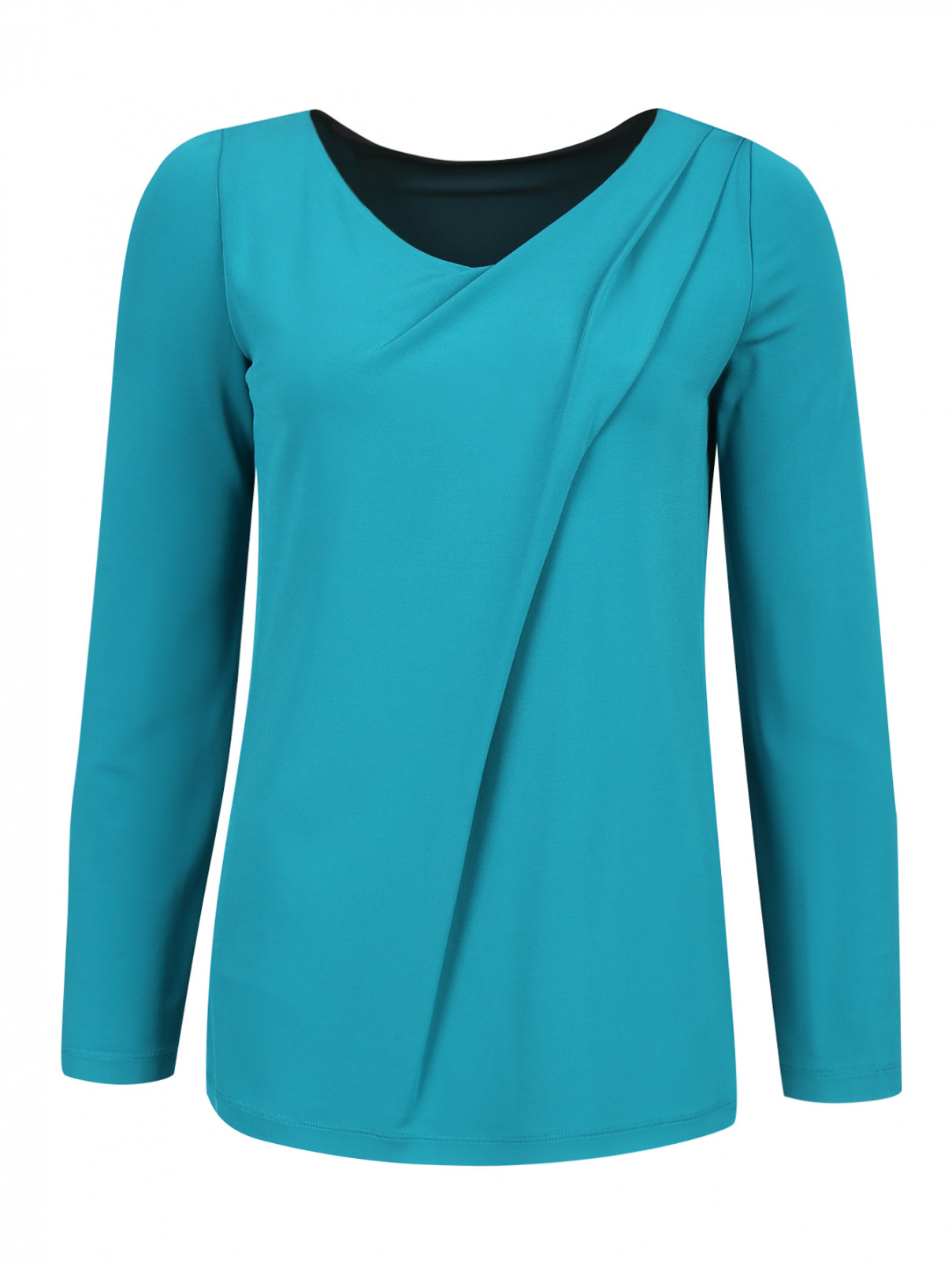 Трикотажная блуза с драпировкой Alberta Ferretti  –  Общий вид  – Цвет:  Зеленый