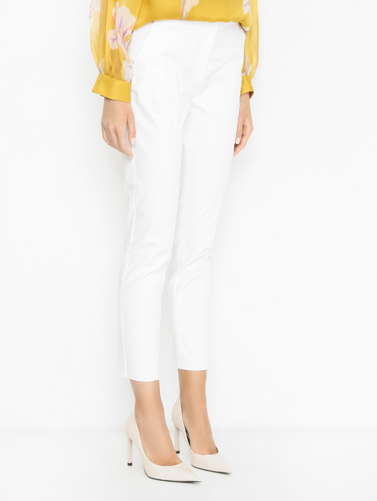 Хлопковые однотонные брюки Max Mara  –  МодельВерхНиз  – Цвет:  Белый
