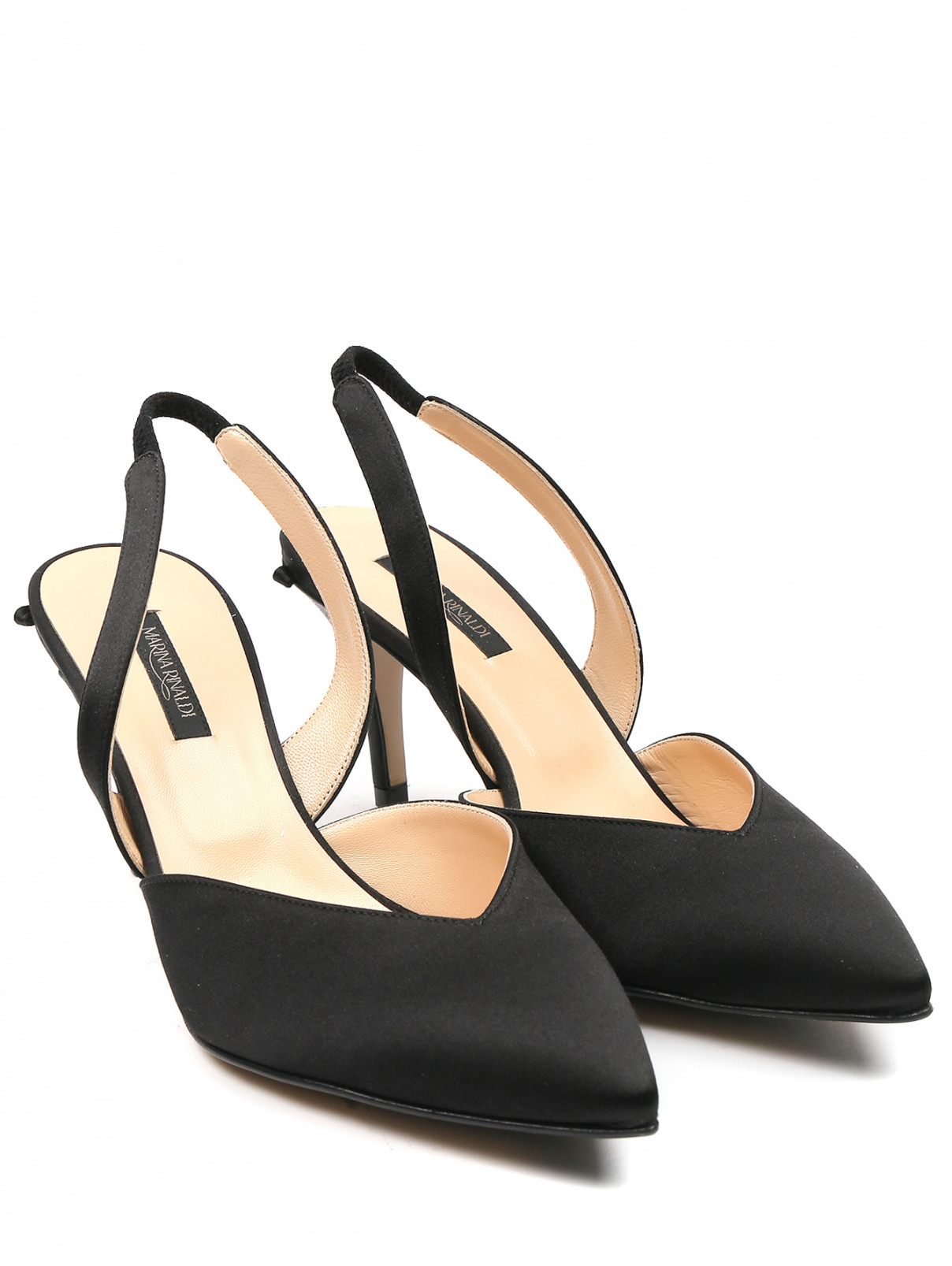 Атласные туфли из кожи и текстиля Marina Rinaldi  –  Общий вид  – Цвет:  Черный