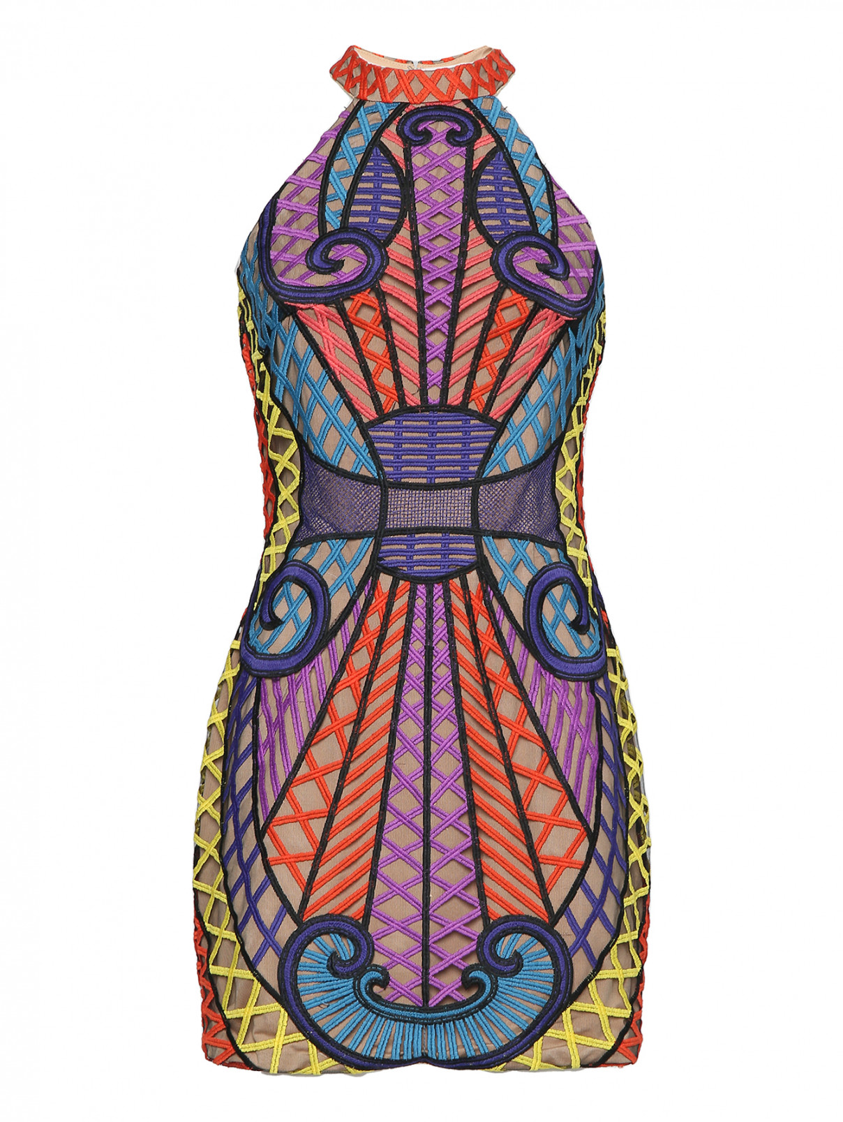 Платье-мини с вышивкой Forever Unique  –  Общий вид  – Цвет:  Мультиколор