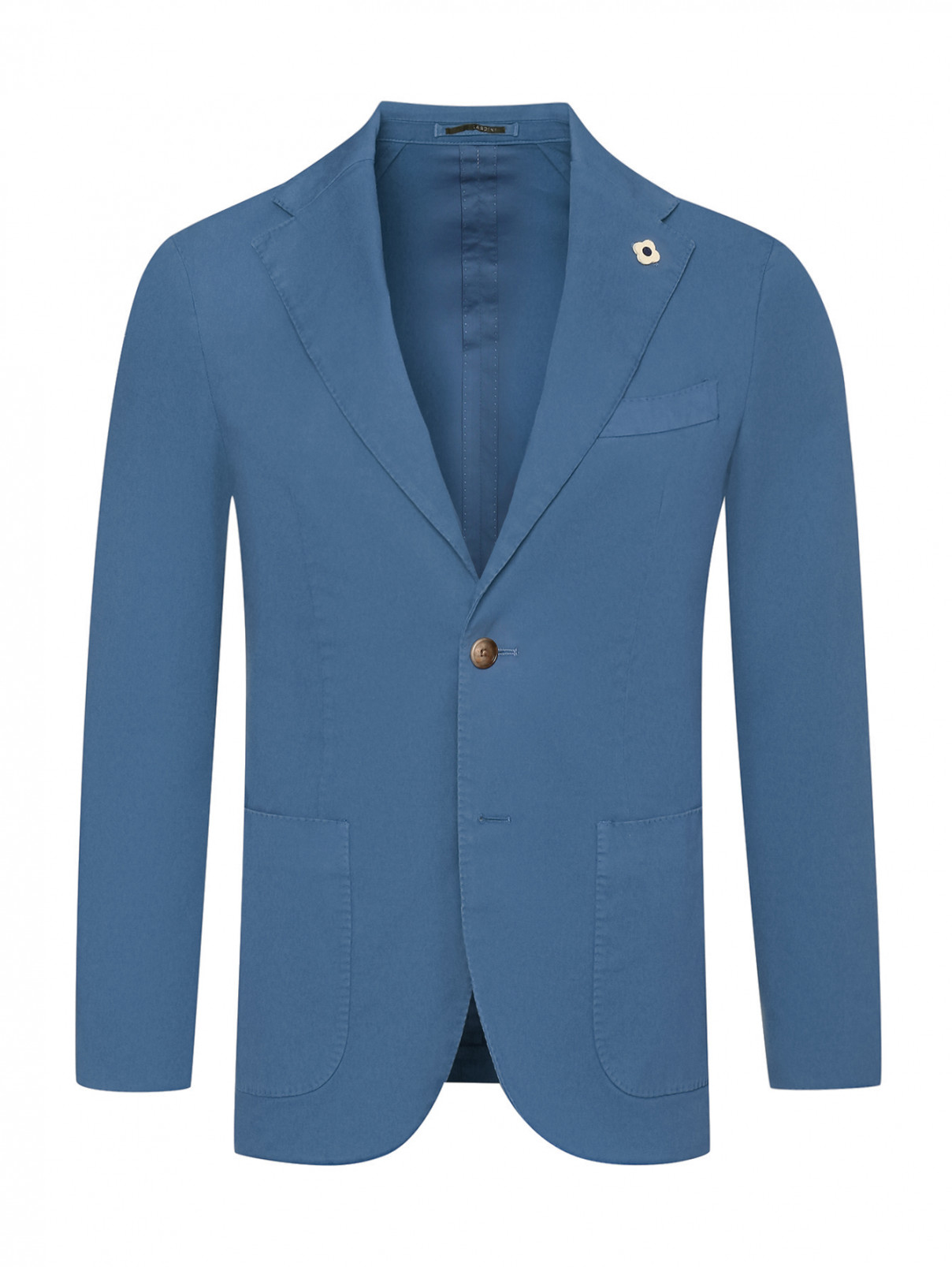 Пиджак из хлопка с накладными карманами LARDINI  –  Общий вид  – Цвет:  Синий