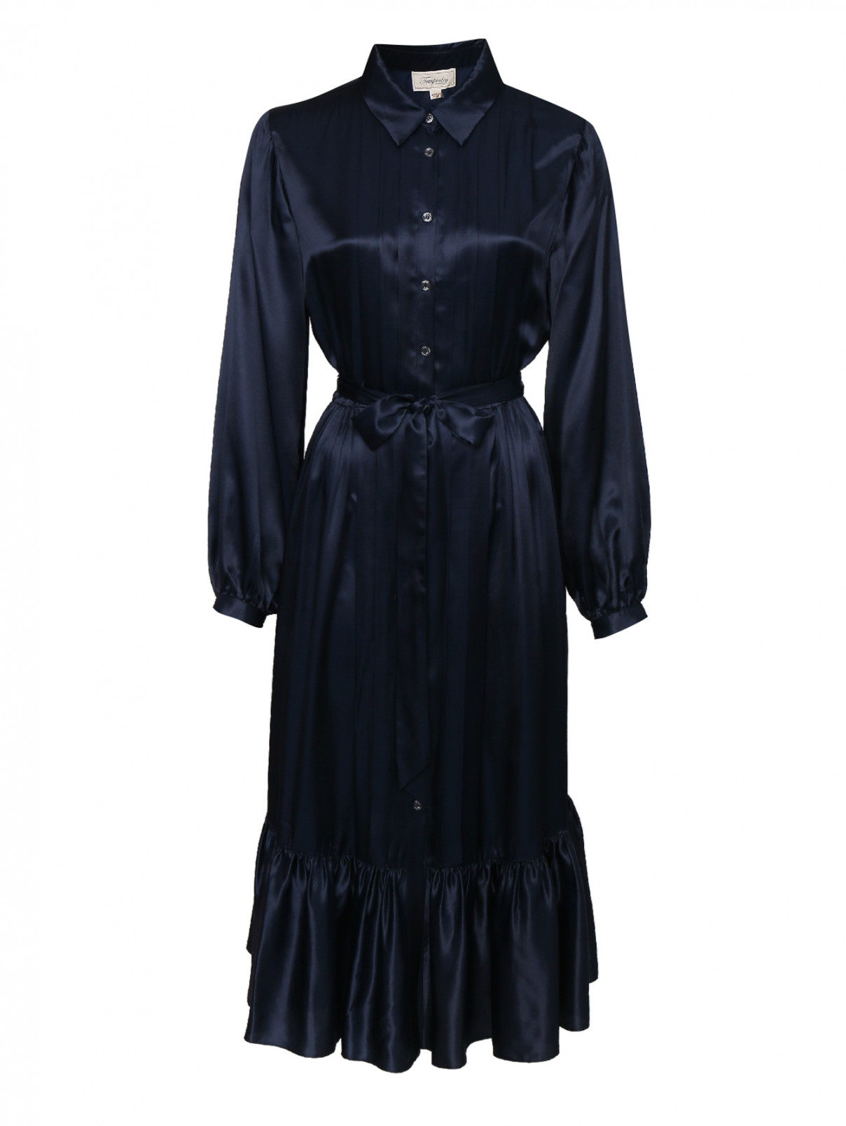 платье на пуговицах из вискозы и шелка Temperley London  –  Общий вид  – Цвет:  Синий